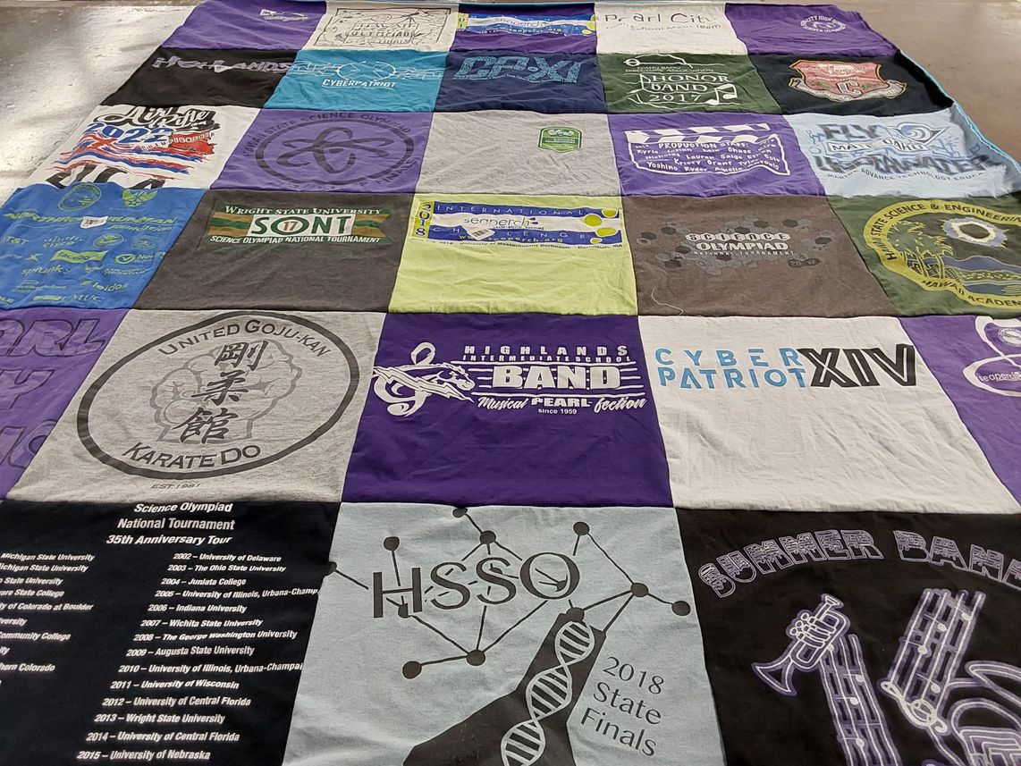 T-shirt quilt from wright state university, highlands intermediate school by Farrah from HI