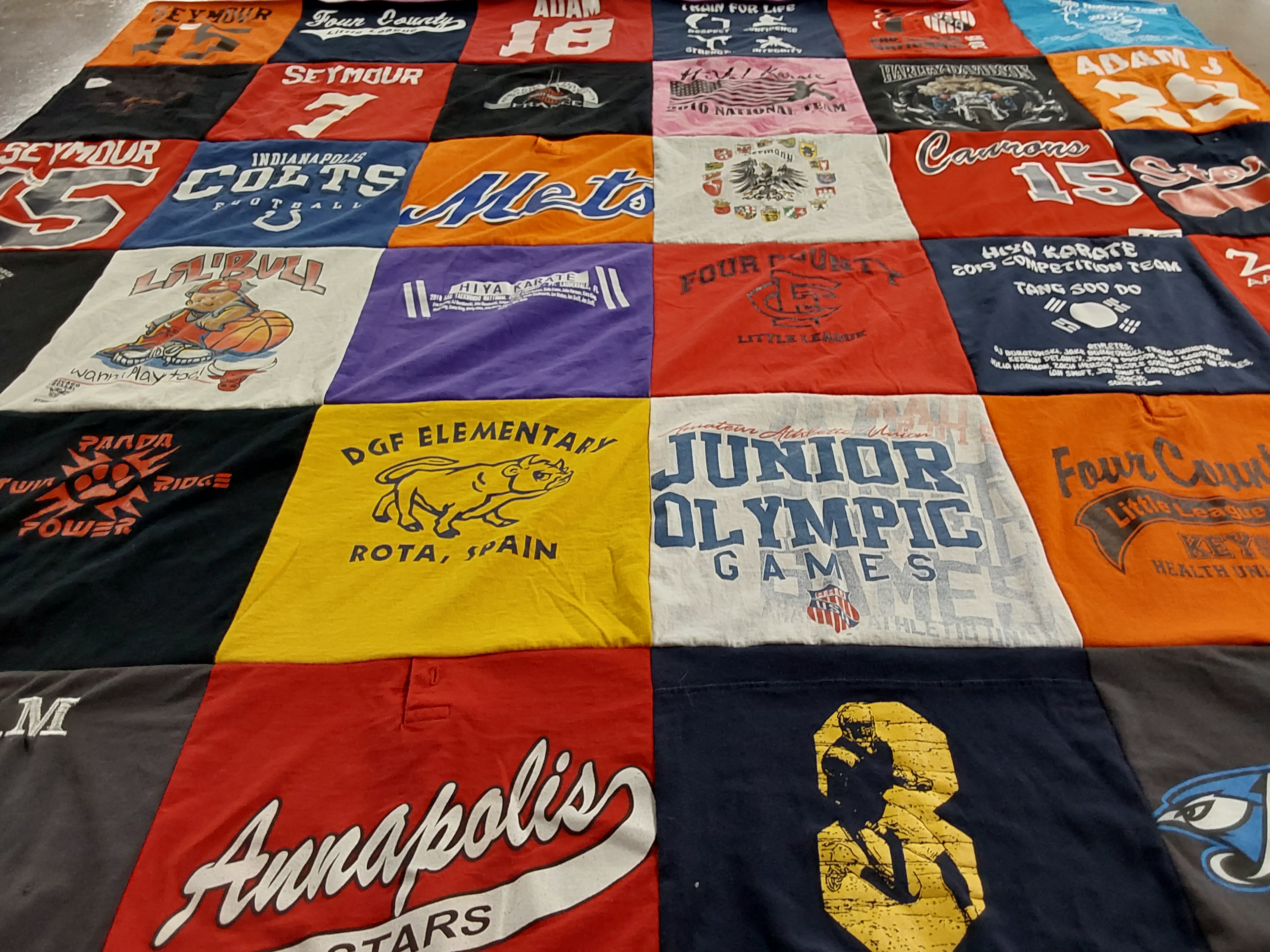 T-shirt quilt featuring indianapolis colts, louisville basketball team by Mary from MD