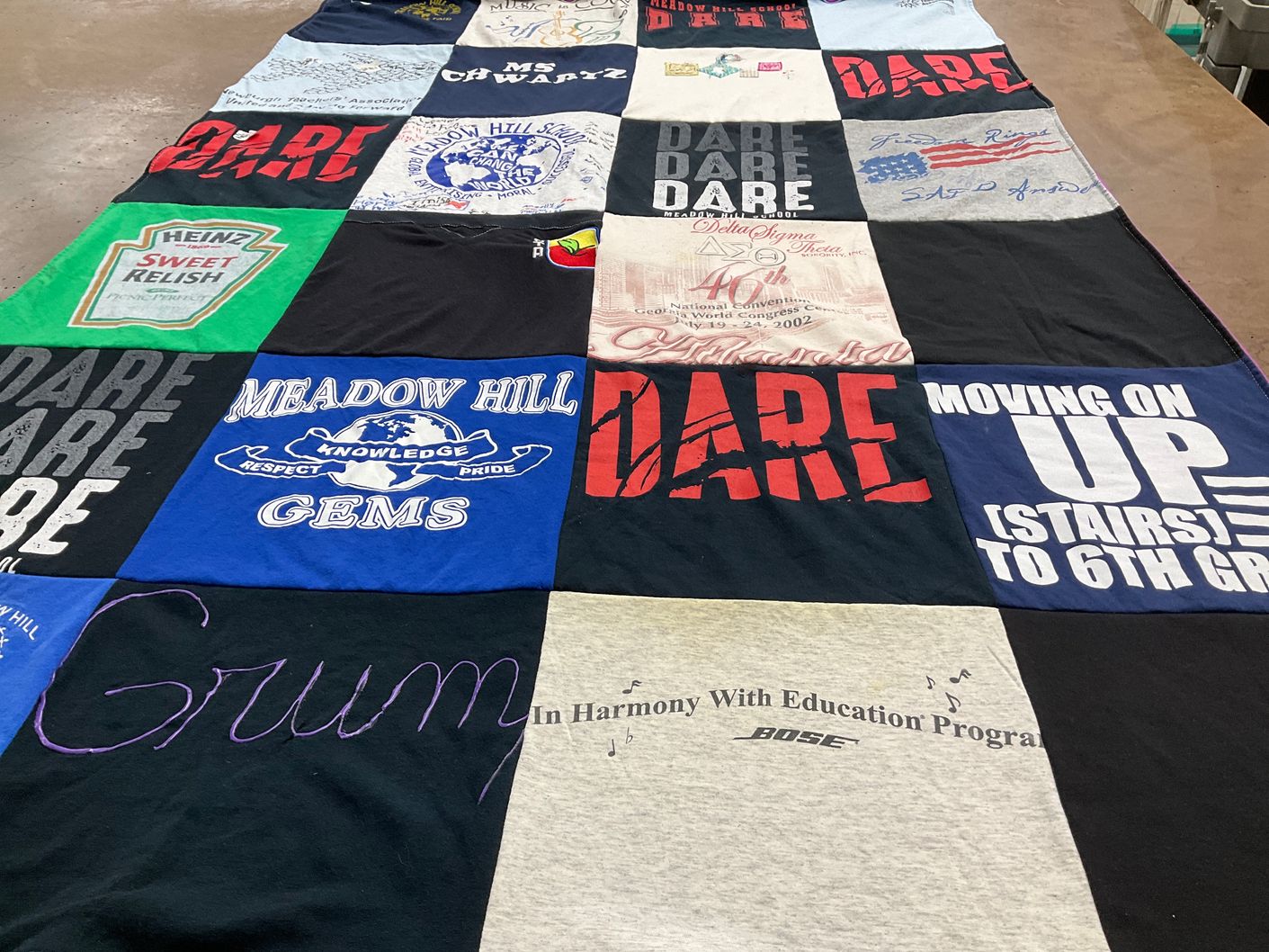 T-shirt quilt from meadow hill school by Octavia from NY