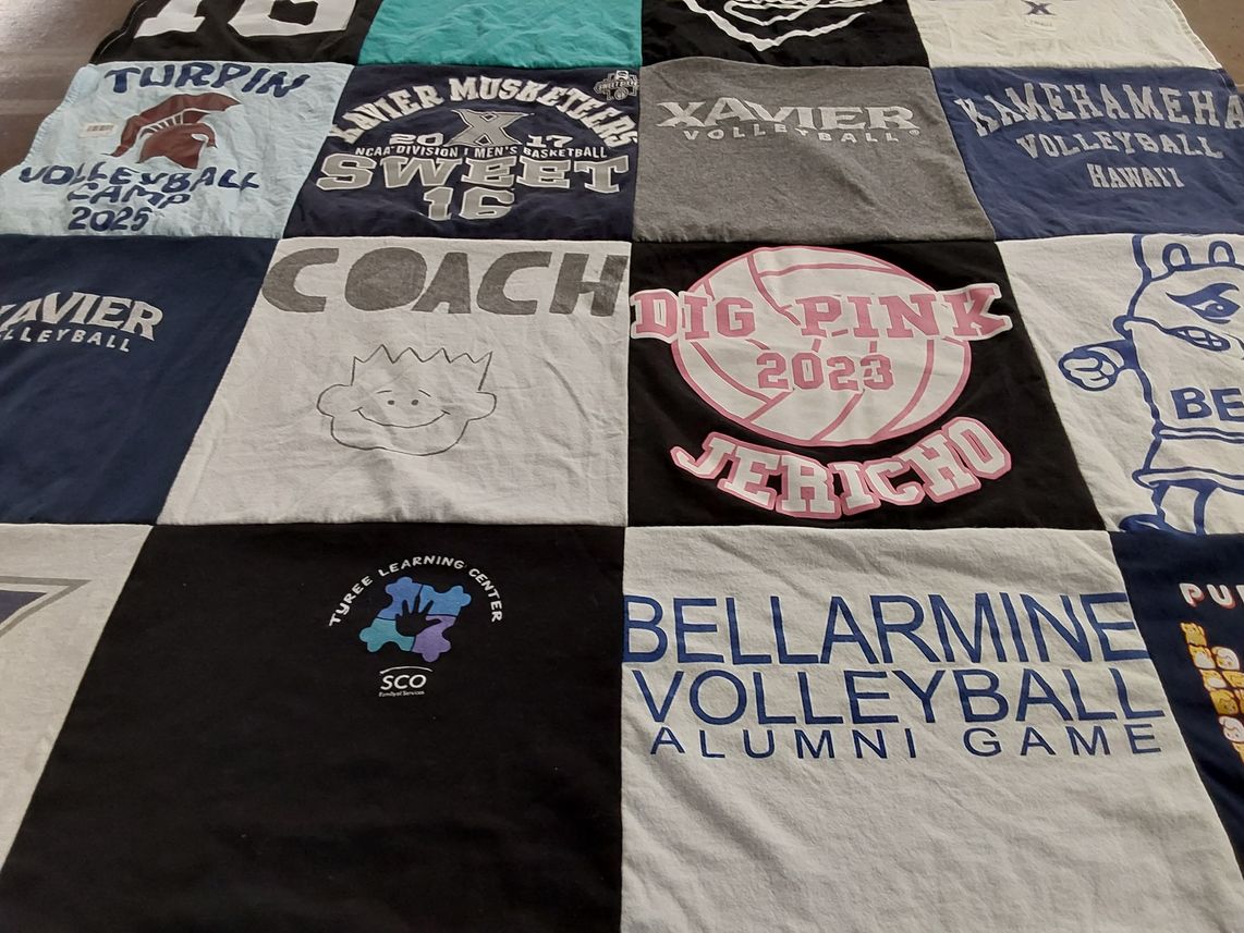 T-shirt quilt featuring xavier volleyball, kamehameha volleyball by Abbie from OH