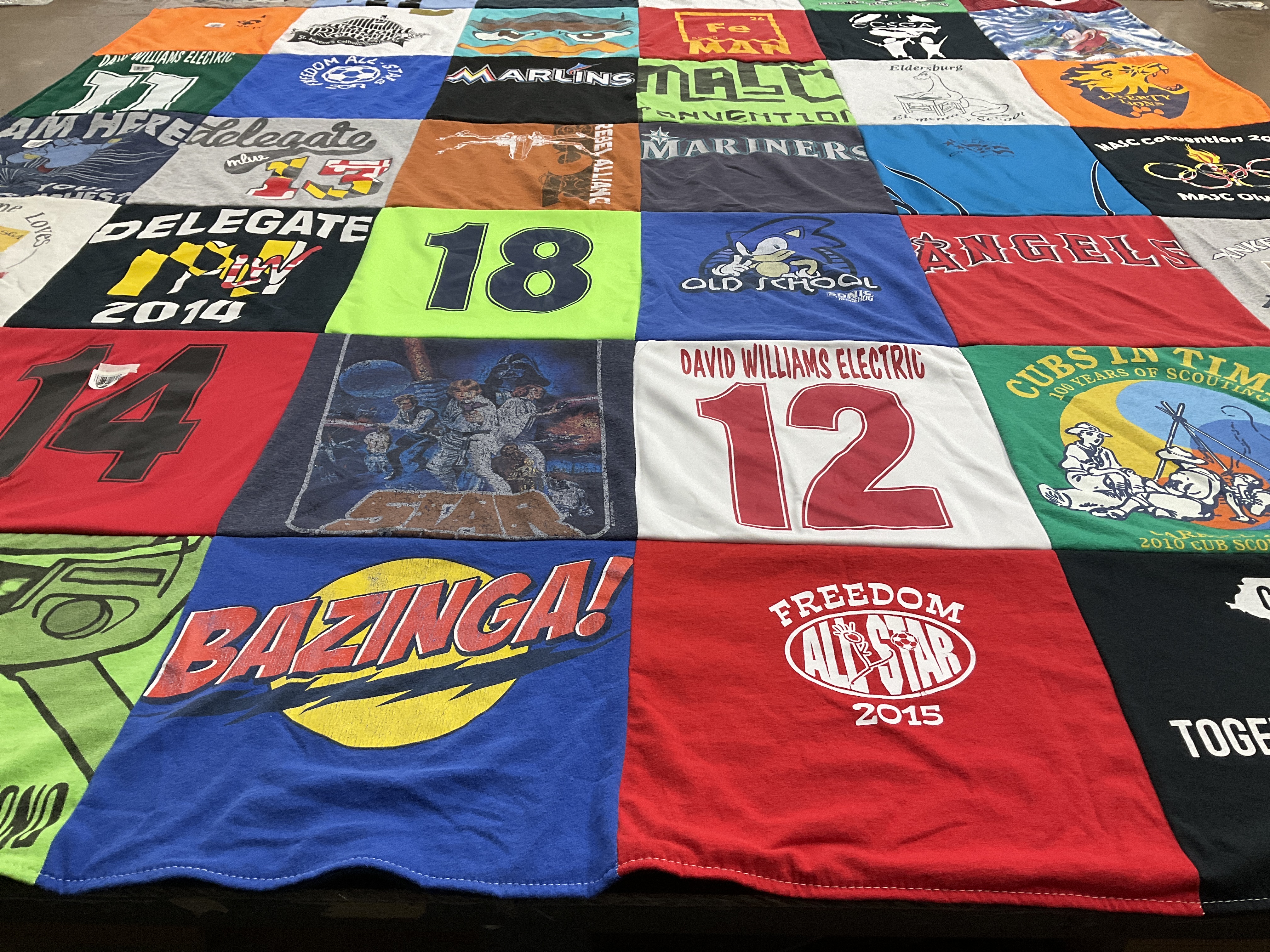 T-shirt quilt featuring mariners, angels by Susan from MD