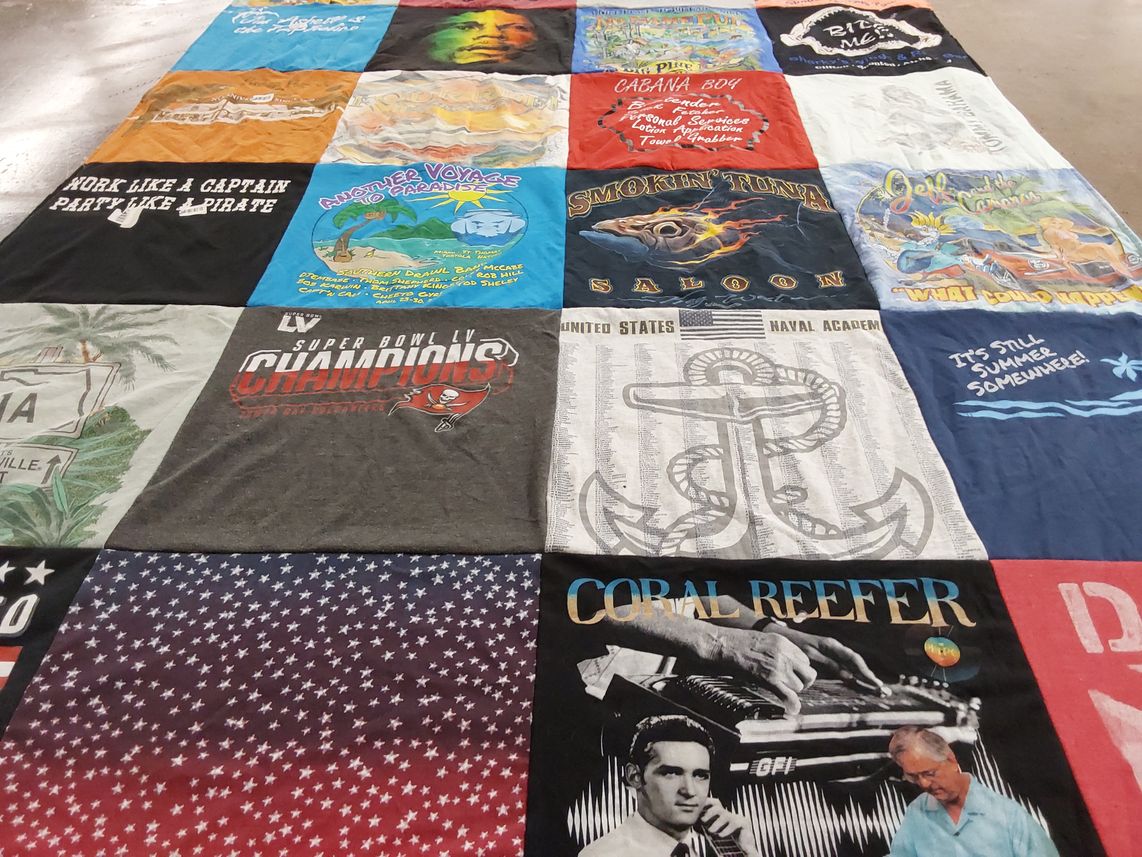 T-shirt quilt featuring tampa bay buccaneers by Bill Connolly from FL