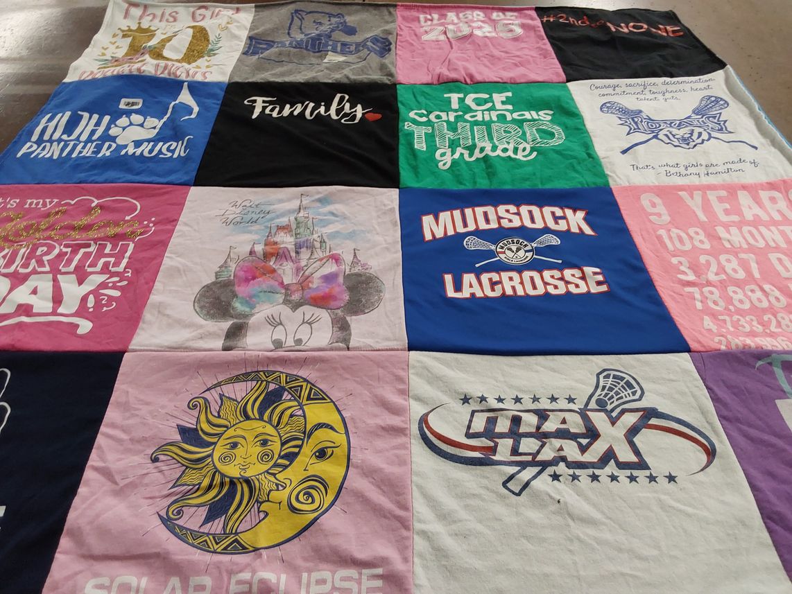 T-shirt quilt featuring mudsock lacrosse, max lax by Lisa from IN