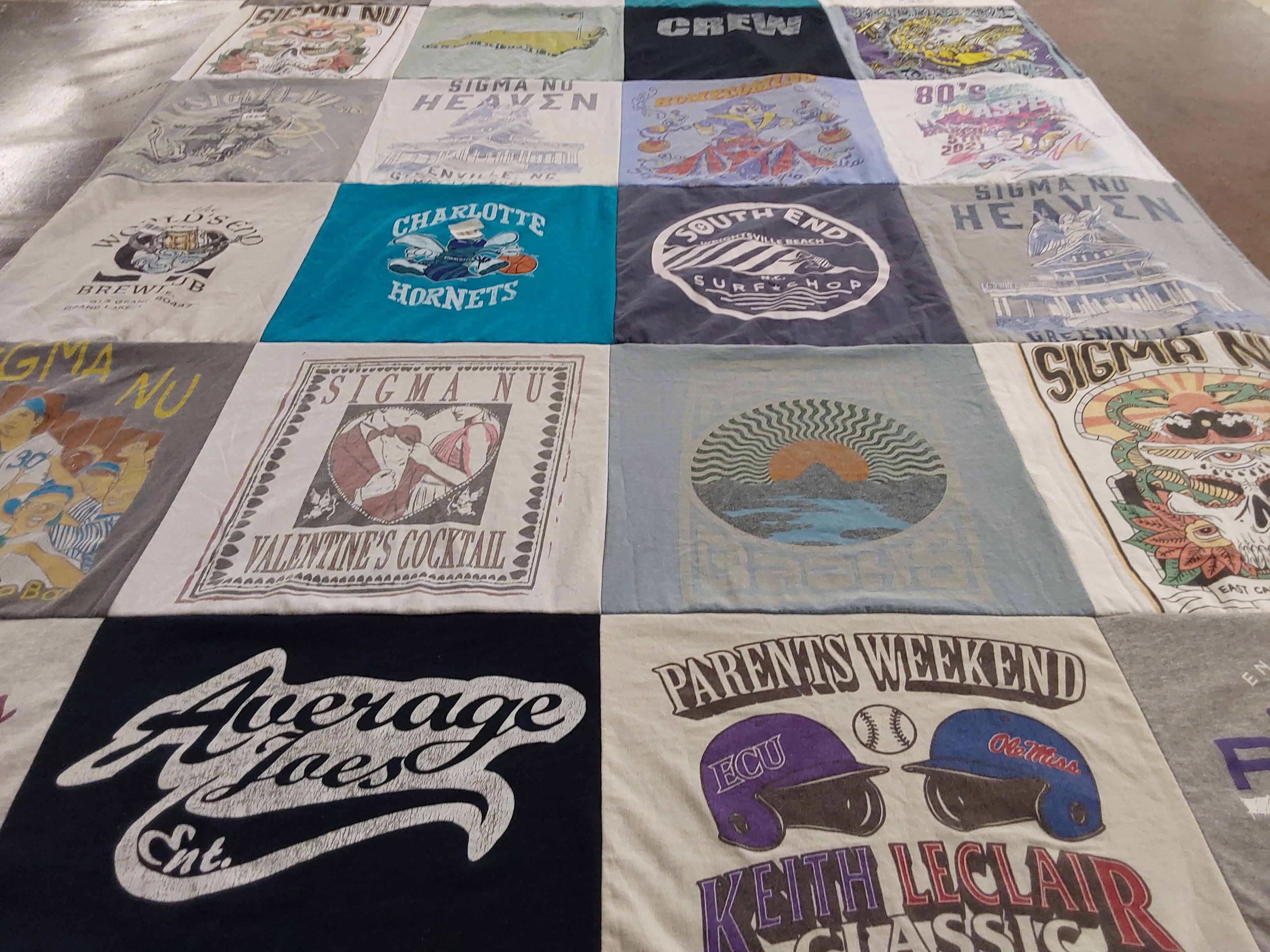 T-shirt quilt with sports, fraternities themes by Morgan from TN