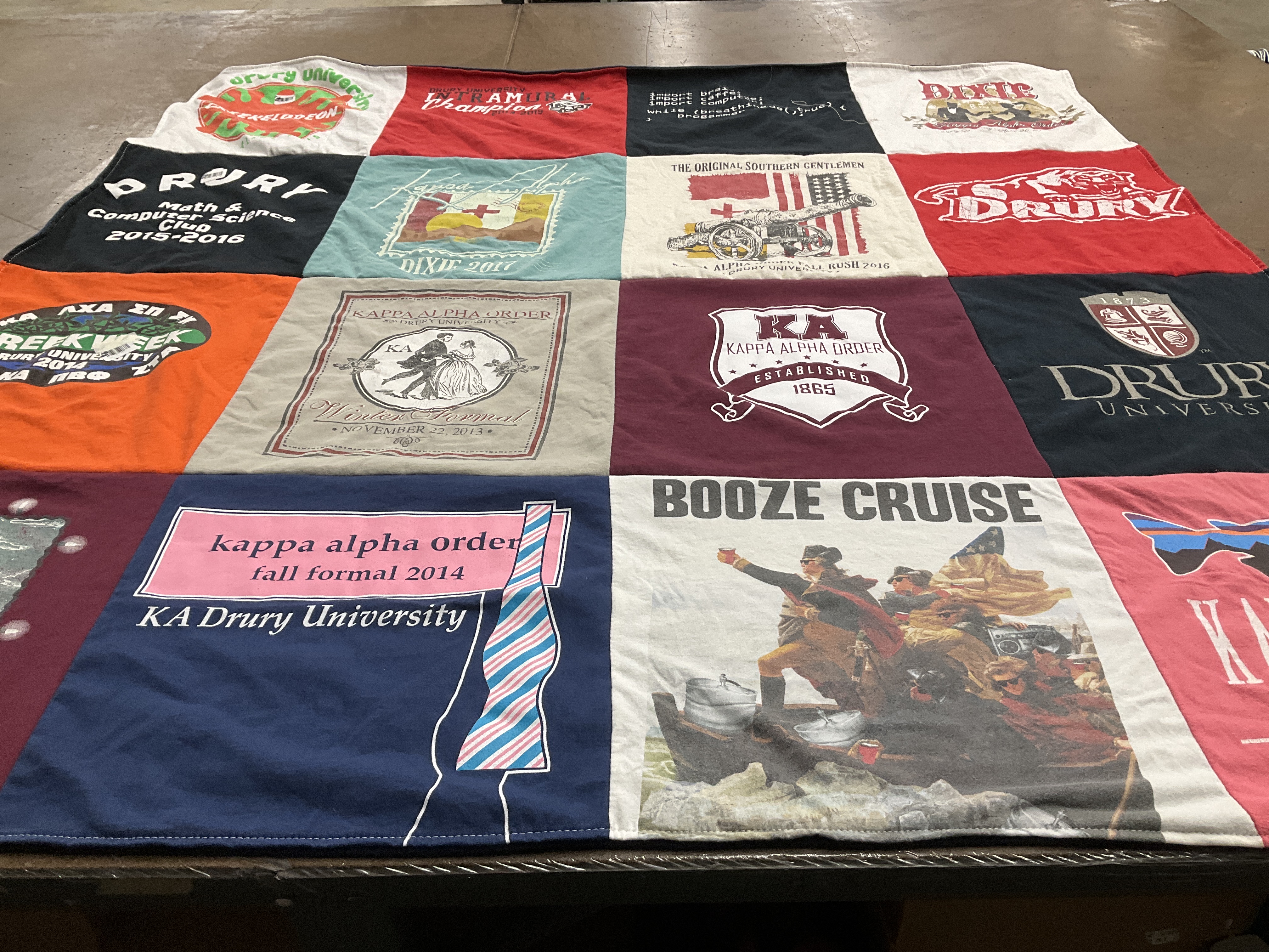 T-shirt quilt from drury university by Sheryl from MO