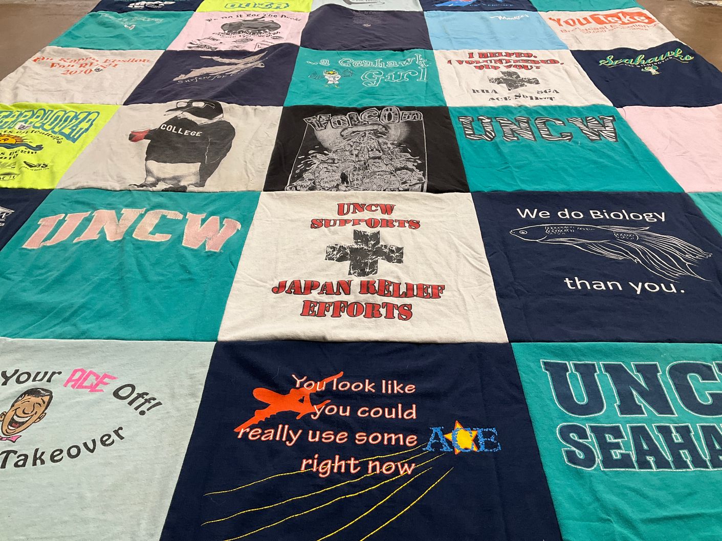 T-shirt quilt from university of north carolina wilmington by Vanessa from NC