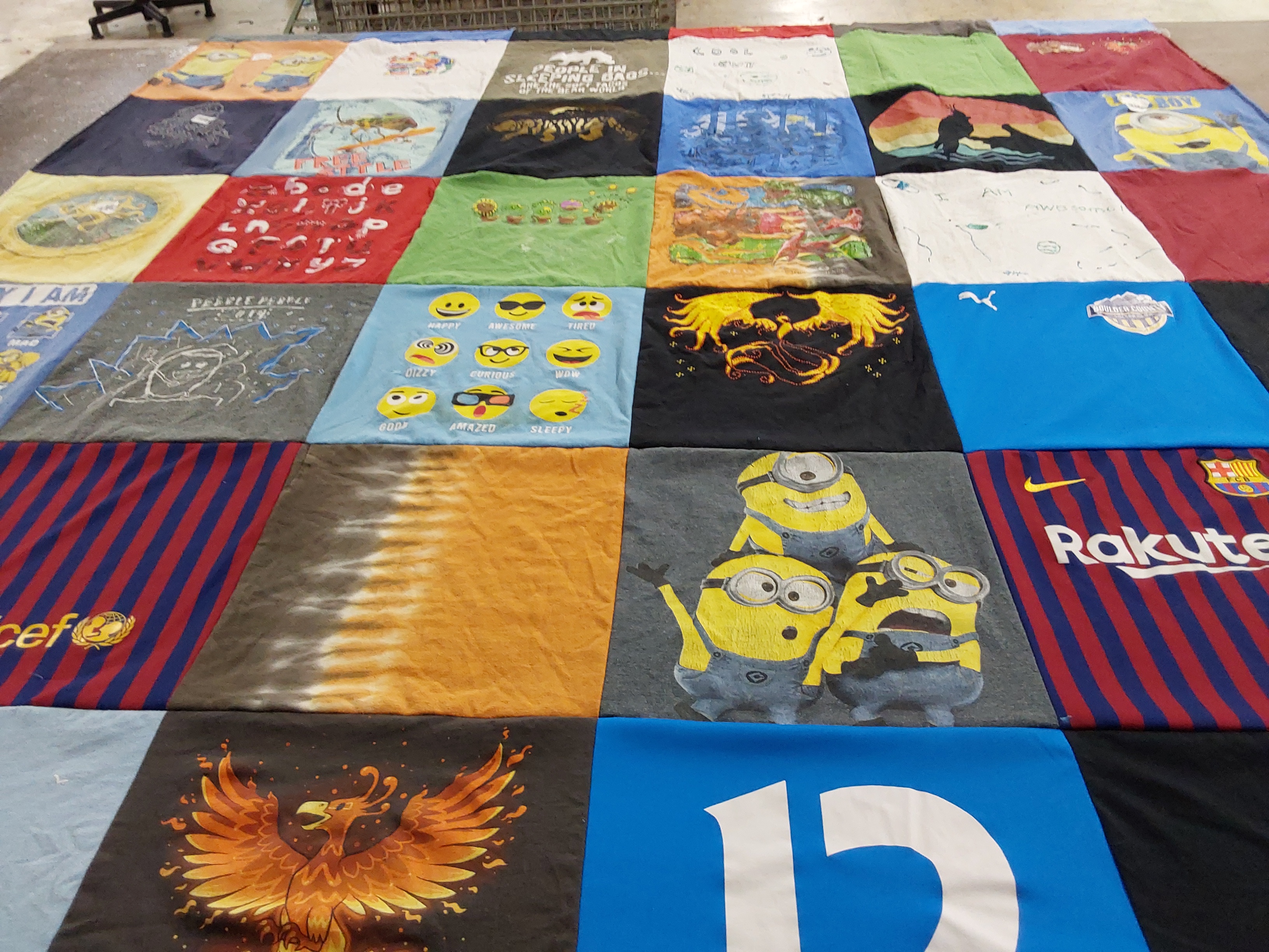 T-shirt quilt featuring fc barcelona by Paige from CO