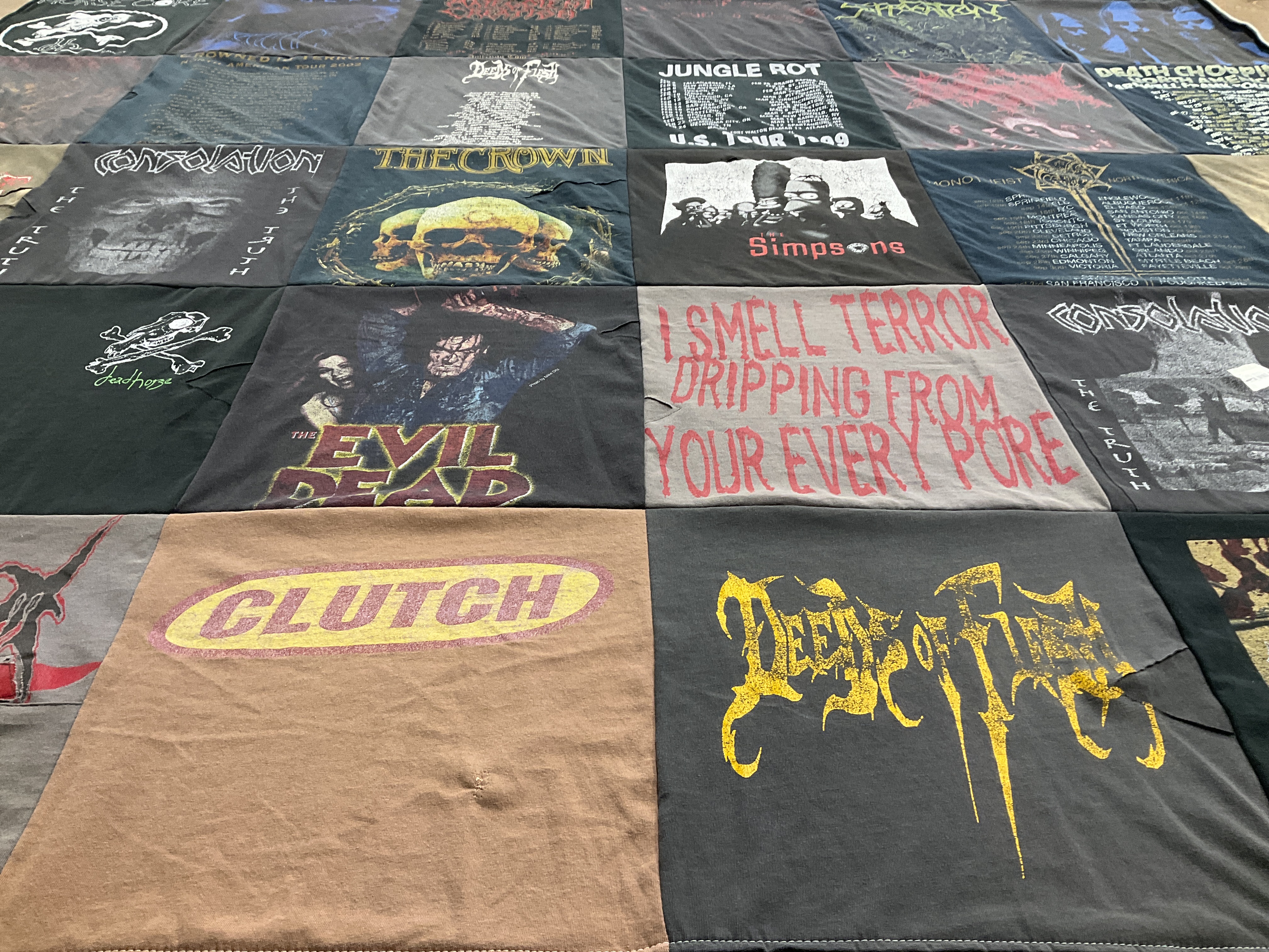 T-shirt quilt with music, horror themes by Andrew from TX
