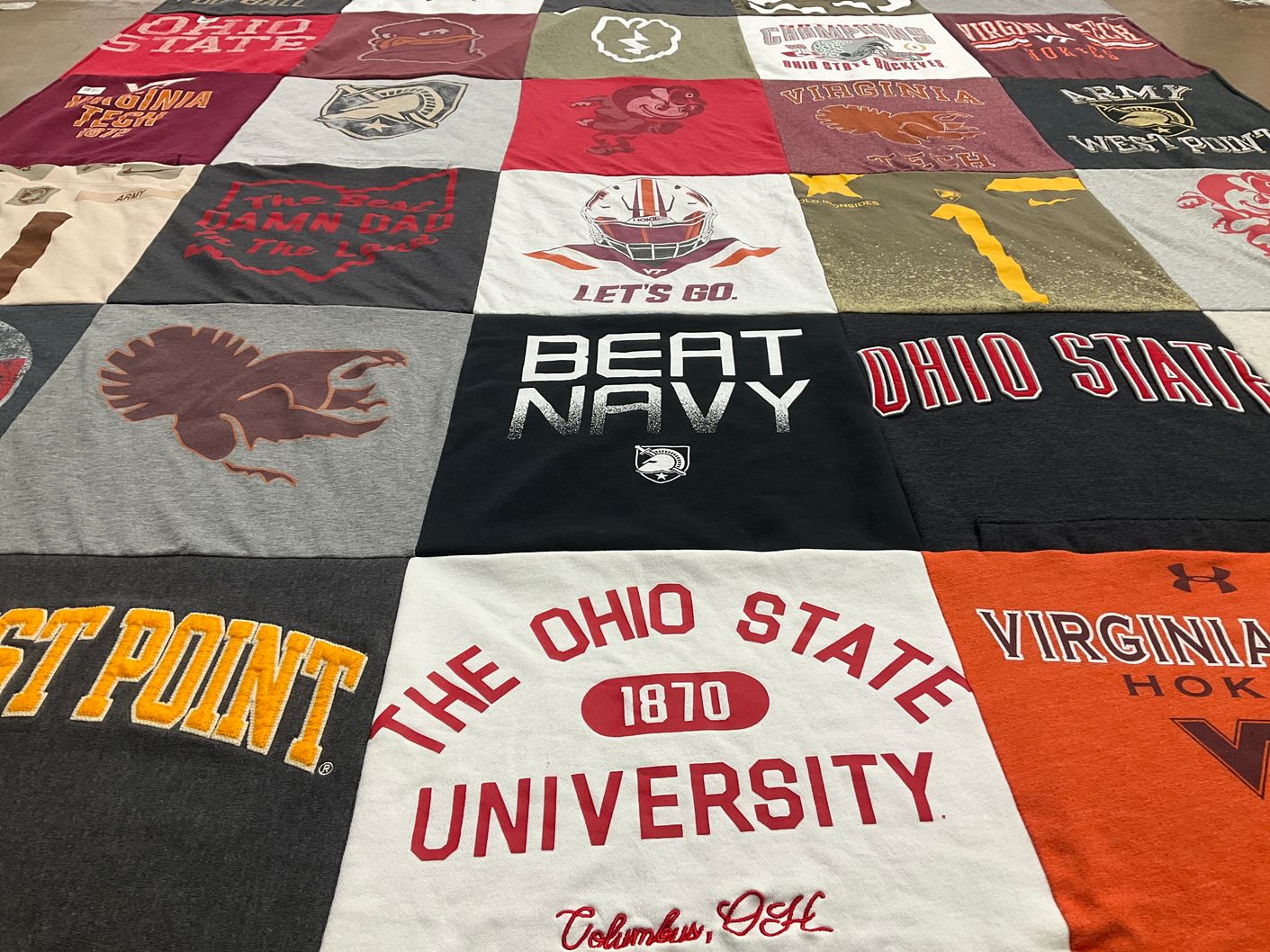 T-shirt quilt featuring ohio state university, virginia tech by Mike from PA