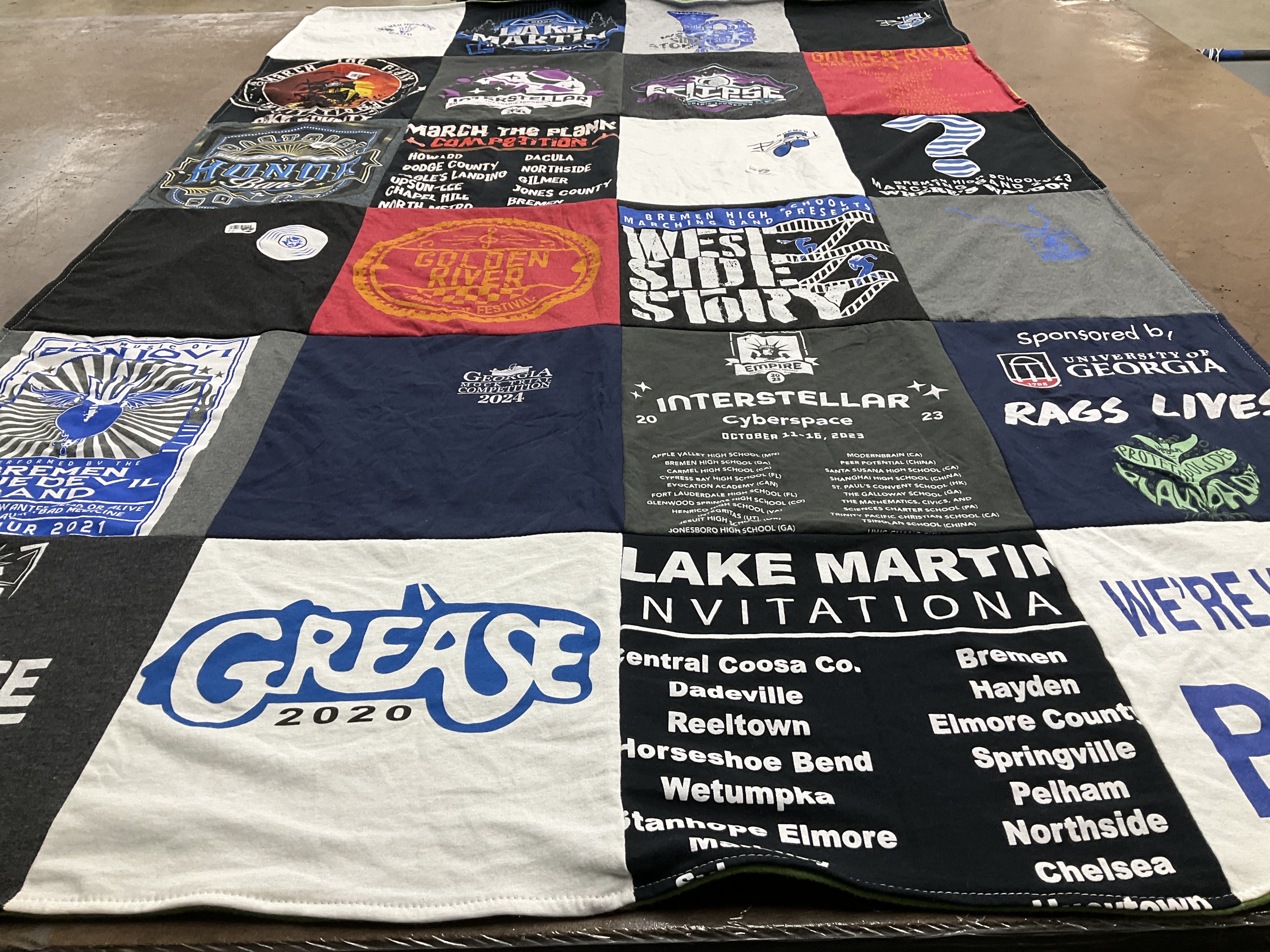 T-shirt quilt with theater, performing arts themes by Sophia from GA