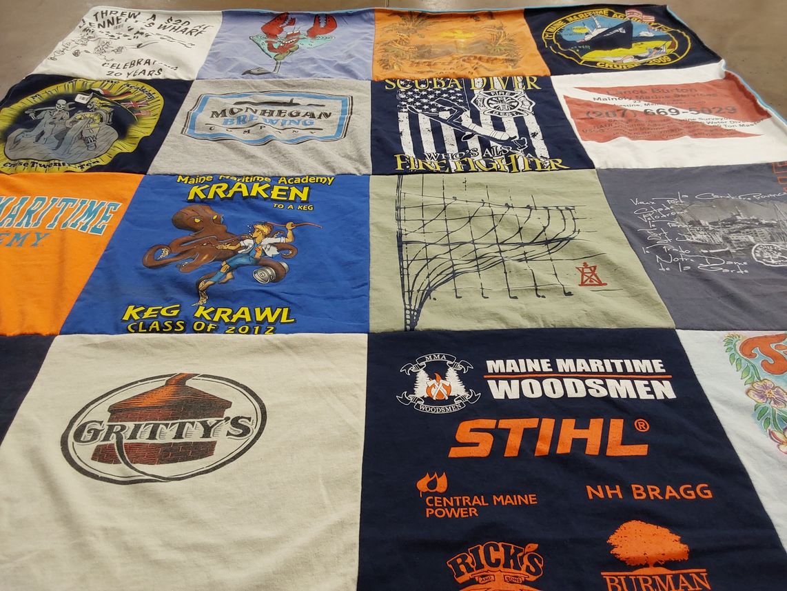 T-shirt quilt from maine maritime academy by Lisa from ME