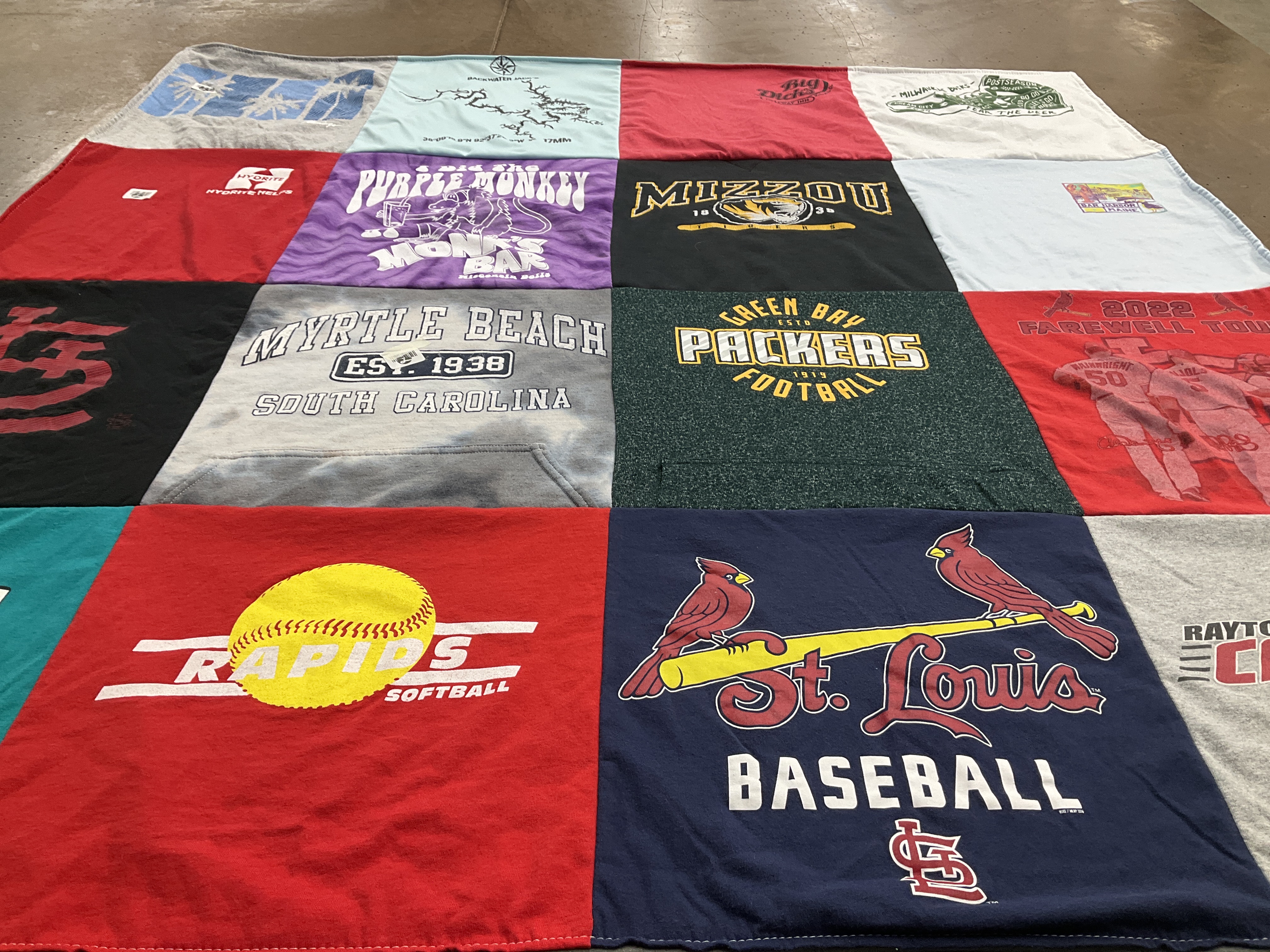 T-shirt quilt featuring green bay packers, st louis cardinals by Jane from WI