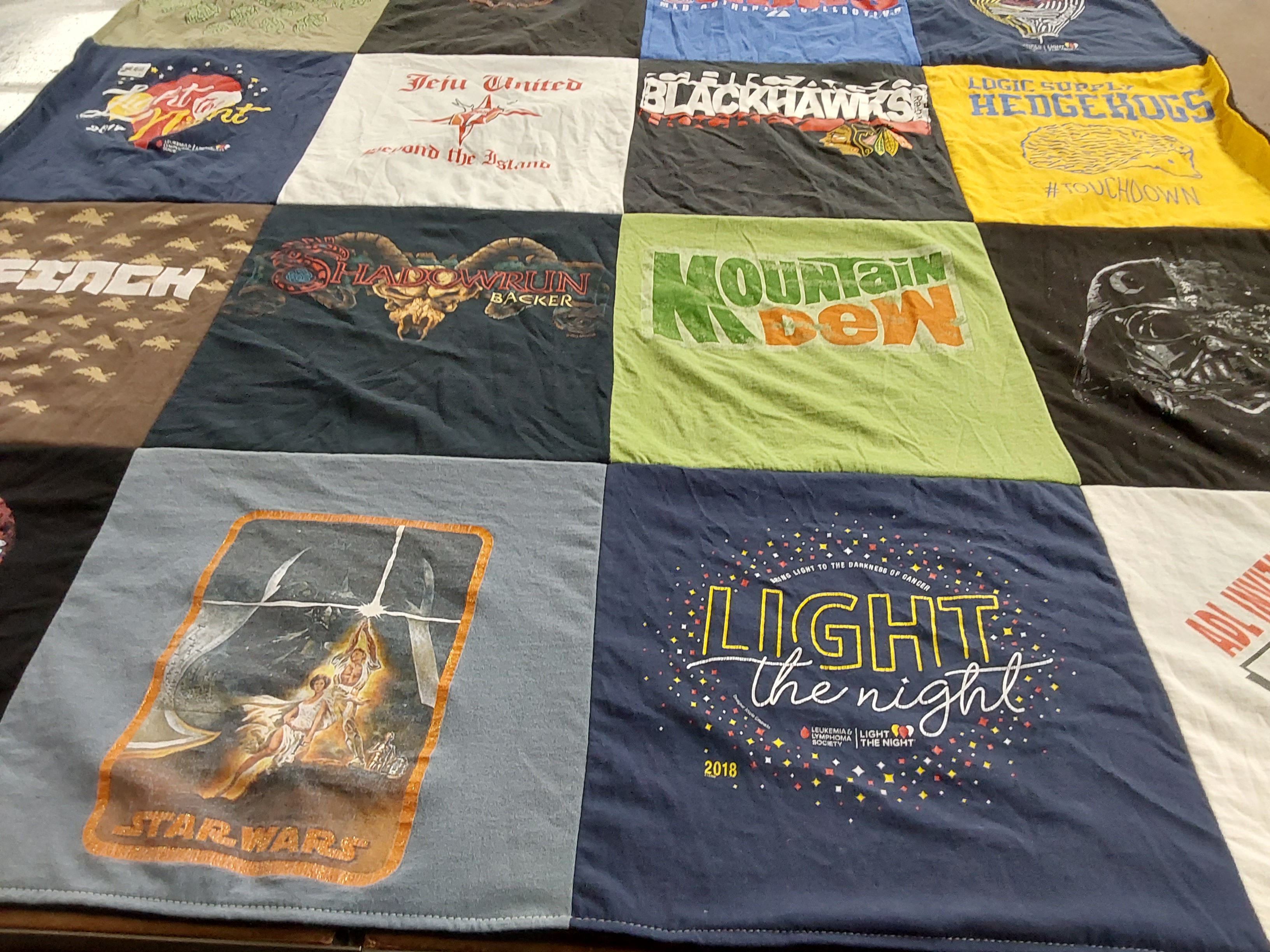 T-shirt quilt featuring chicago blackhawks by Megan from VT