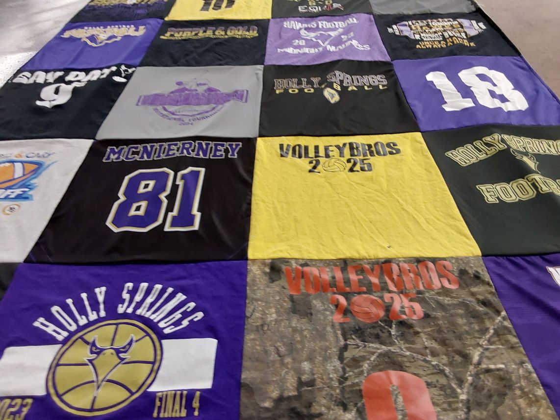T-shirt quilt featuring holly springs football team, holly springs basketball team by Poppie from NC