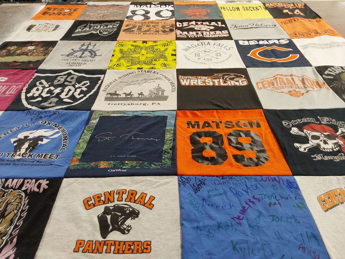 T-shirt quilt from central york high school by Sharon from PA