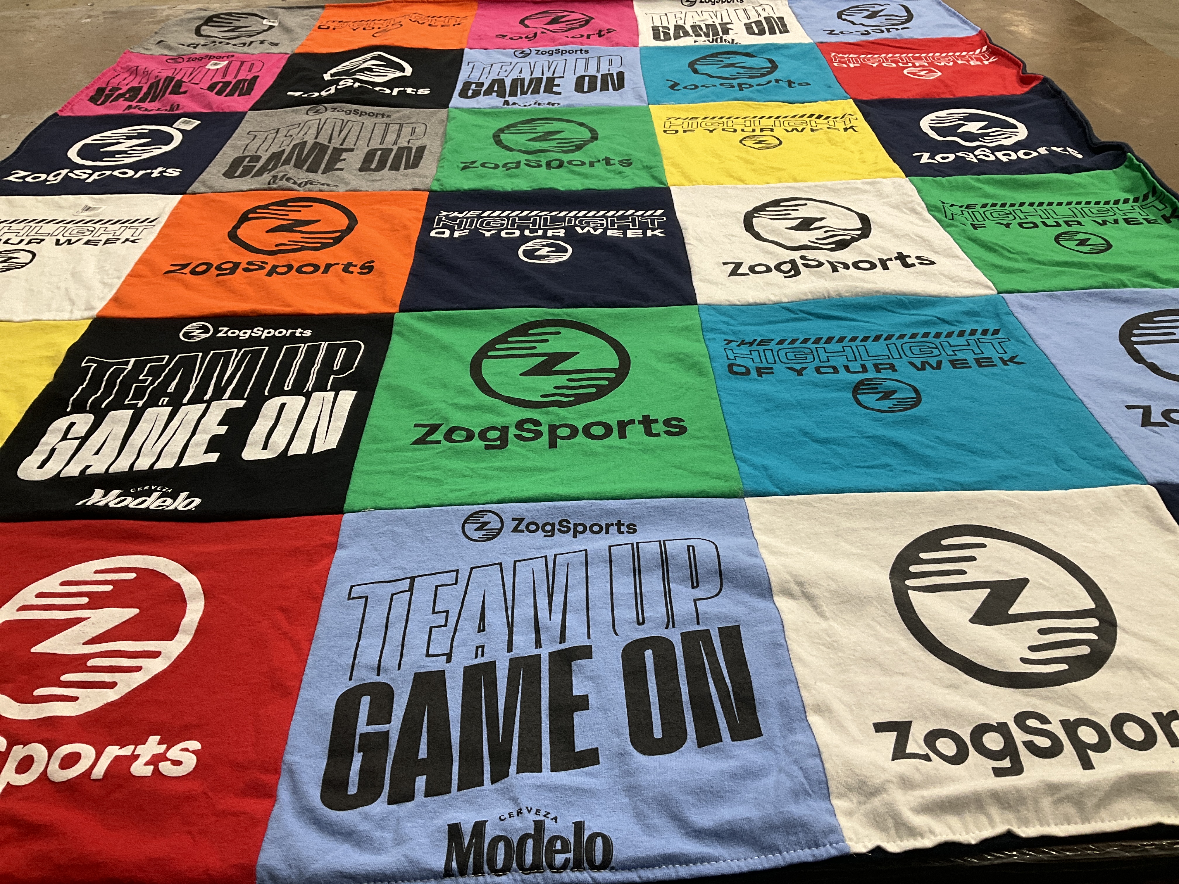 T-shirt quilt with sports, team activities themes by Amanda from NJ