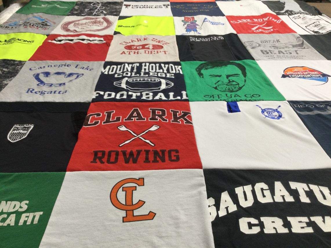 T-shirt quilt from mount holyoke college, clark university by Laurence from CT