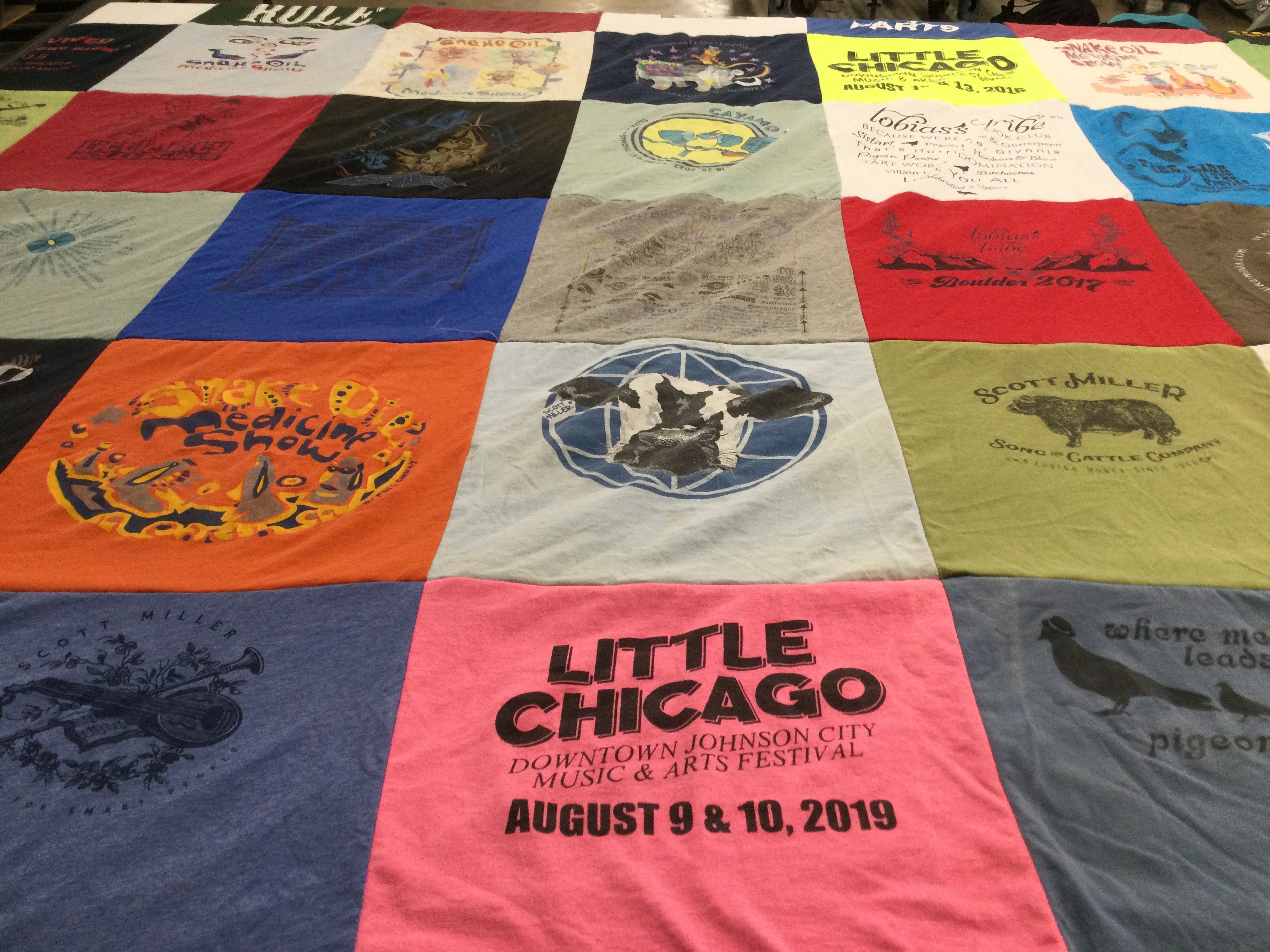 T-shirt quilt with music, arts themes by jennifer from TN