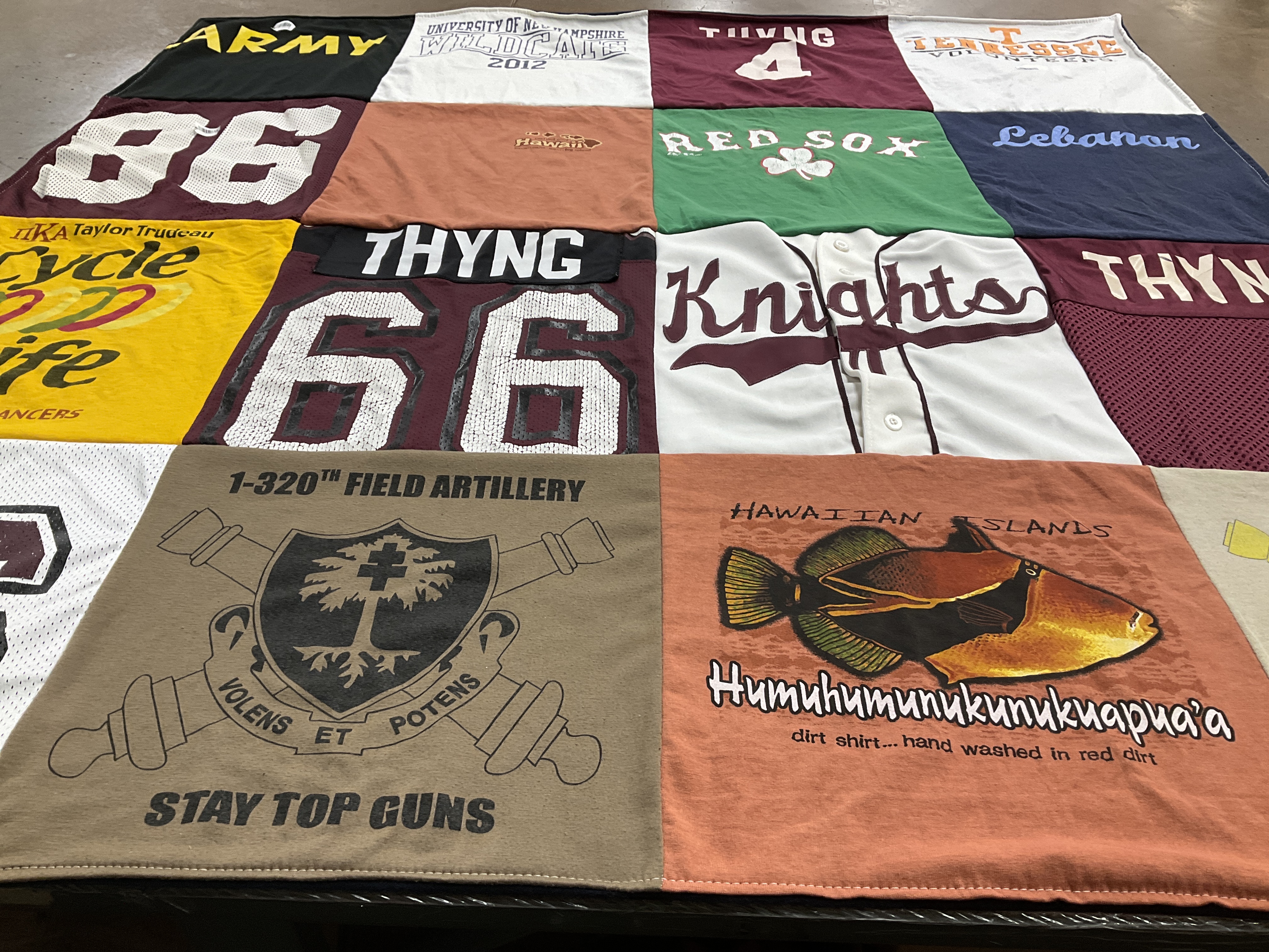 T-shirt quilt featuring tennessee volunteers, red sox by Tina from NY