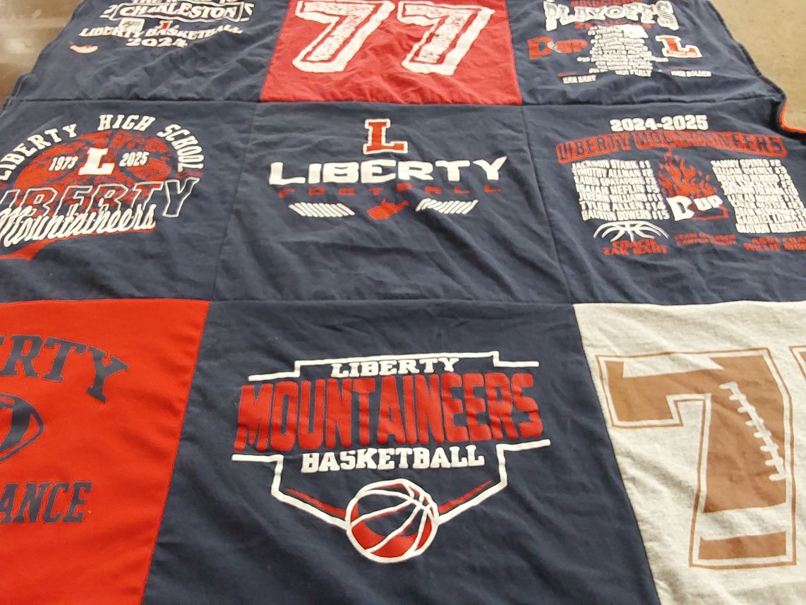 T-shirt quilt featuring liberty mountaineers basketball, liberty football by Rhonda from WV