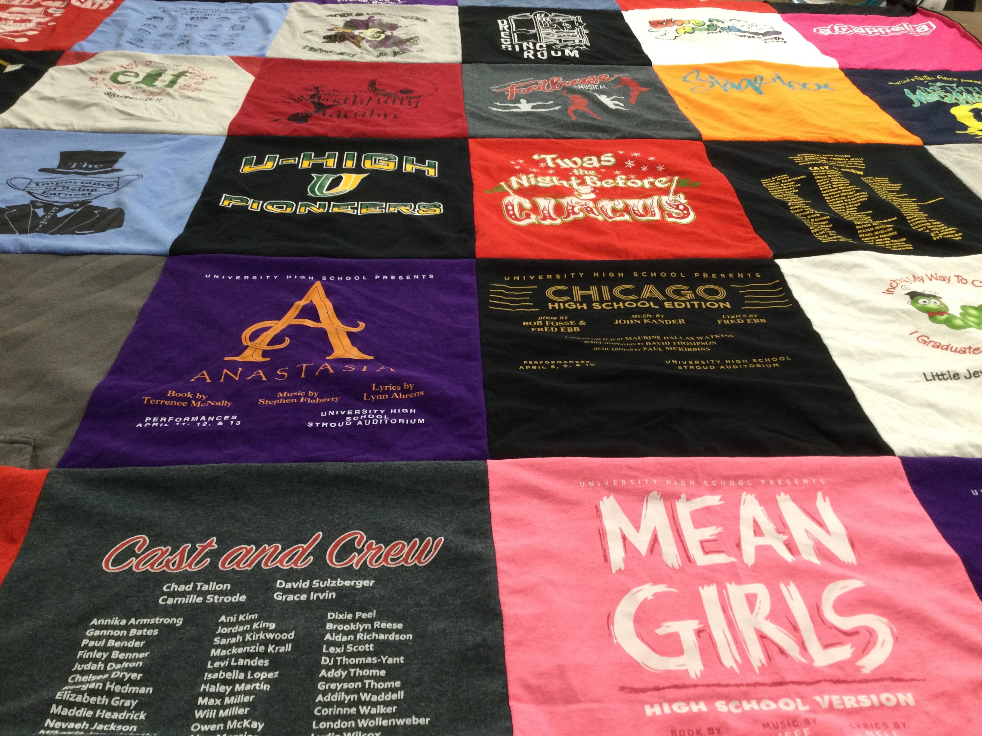 T-shirt quilt featuring u-high pioneers by Marcy from IL