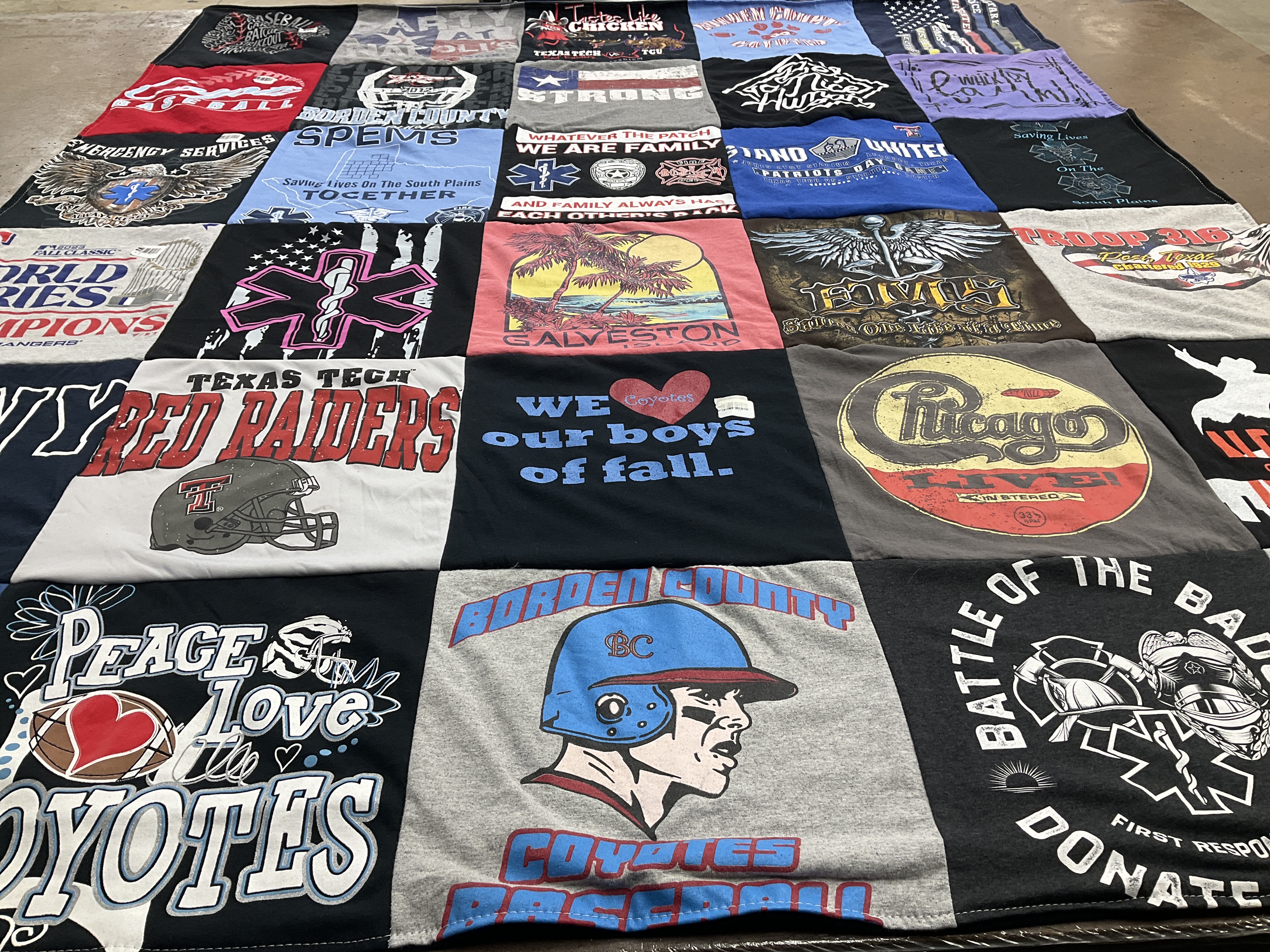 T-shirt quilt featuring border county coyotes baseball by Liza from TX
