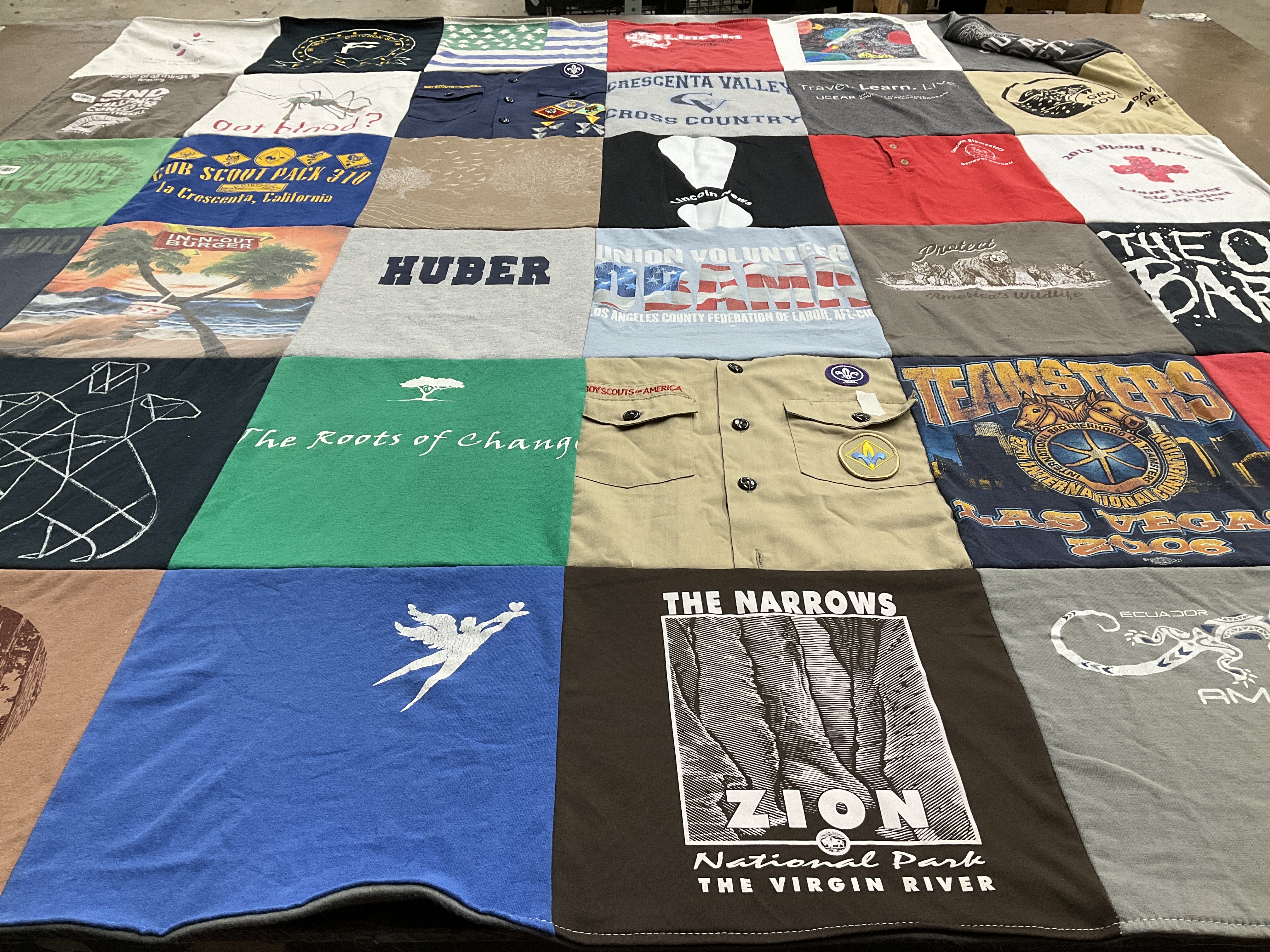 T-shirt quilt from crescenta valley high school, lincoln university by Nancy from CA