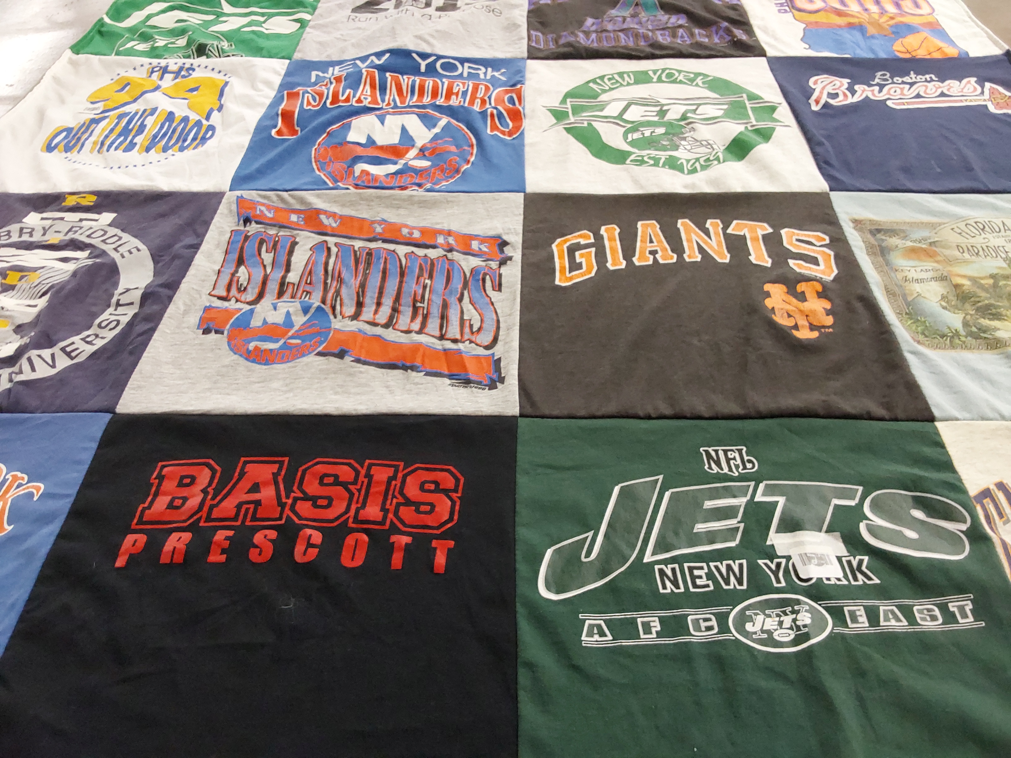 T-shirt quilt featuring new york jets, new york giants by Elizabeth from AZ