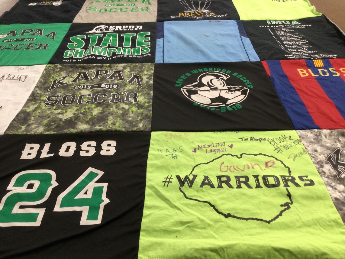 T-shirt quilt featuring kapaa warriors soccer by Kandi from HI