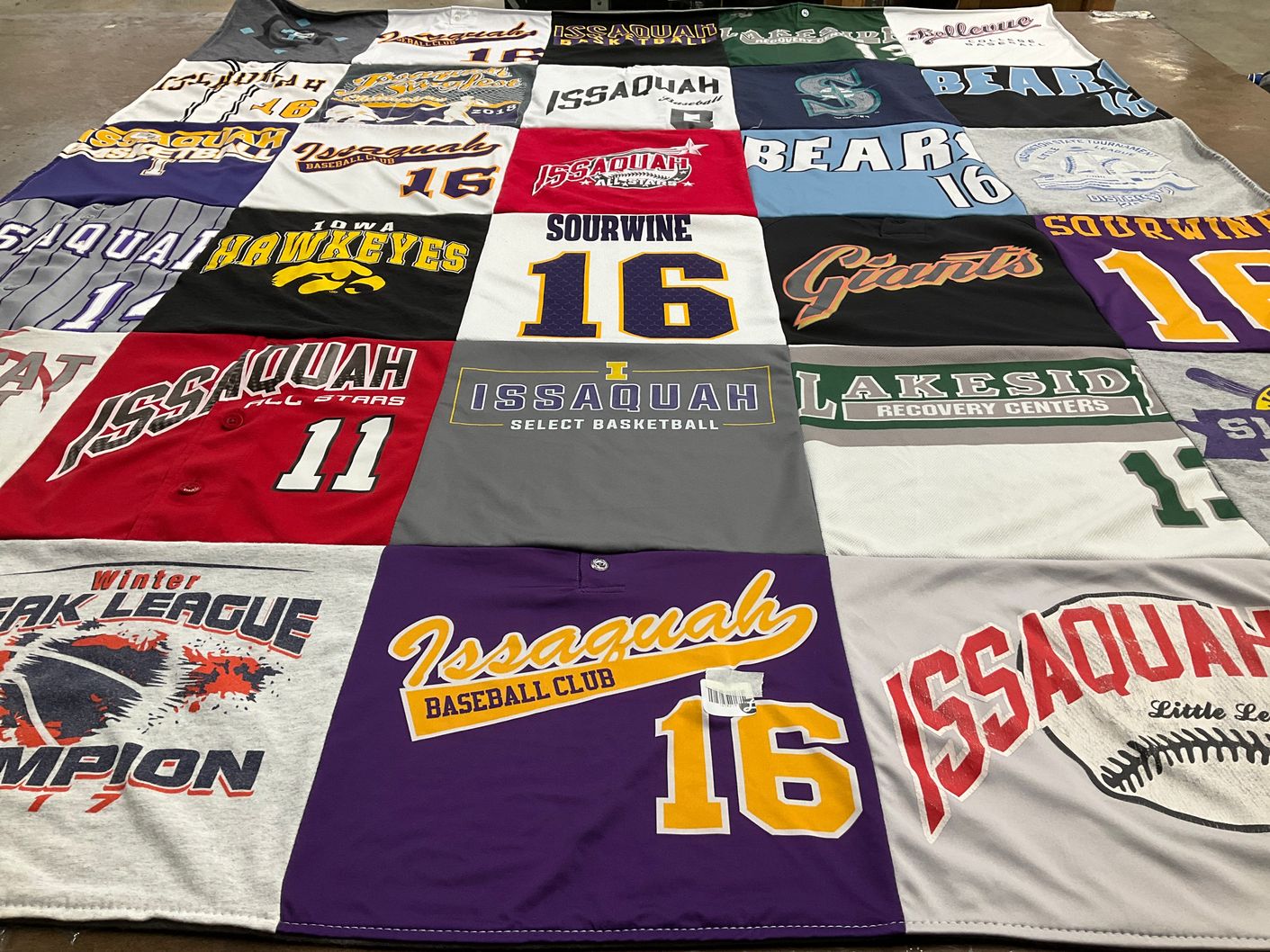 T-shirt quilt featuring issquah basketball, iowa hawkeyes by Marci from WA
