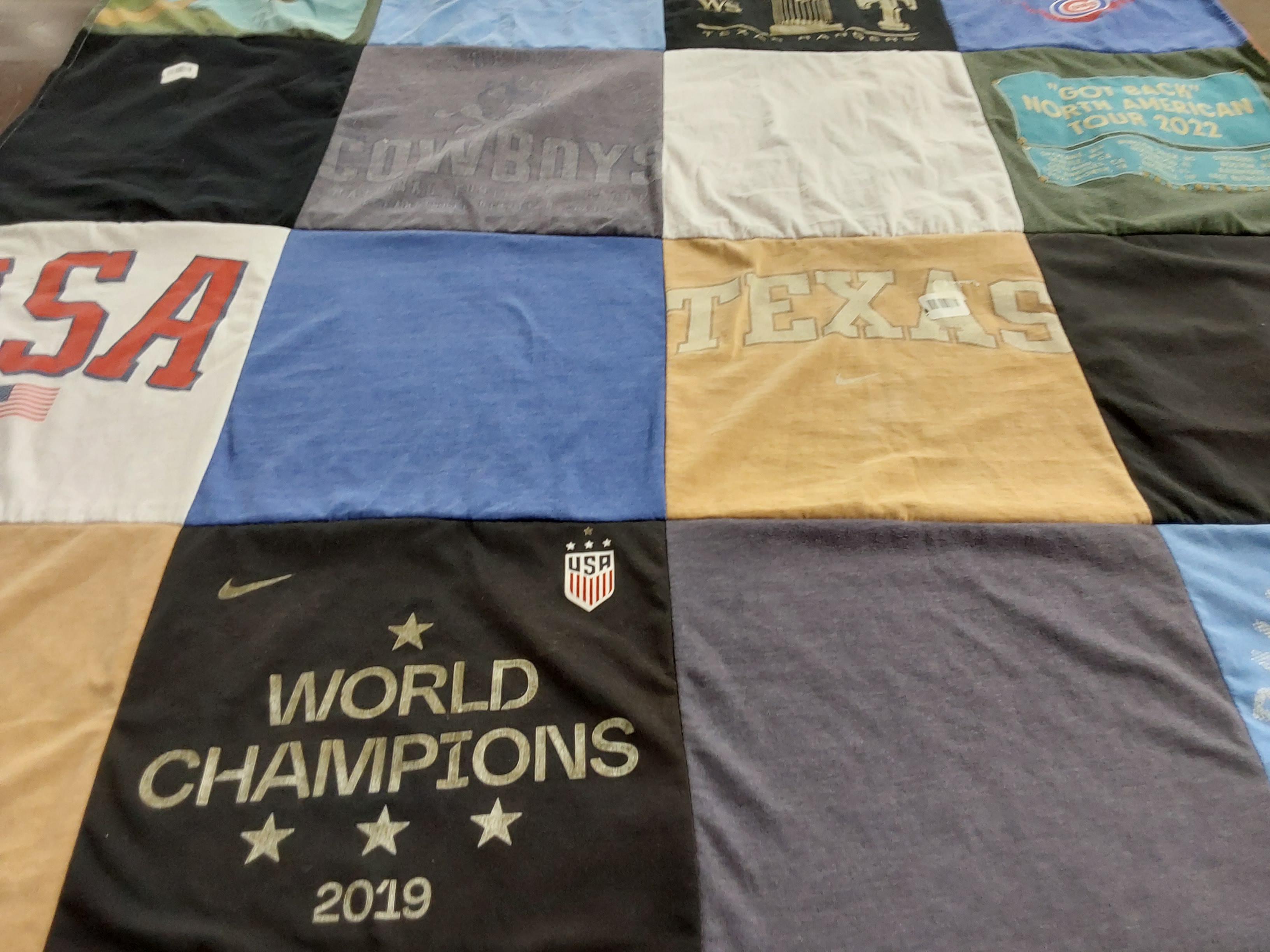 T-shirt quilt featuring dallas cowboys, us women's national soccer team by Kaylen from TX