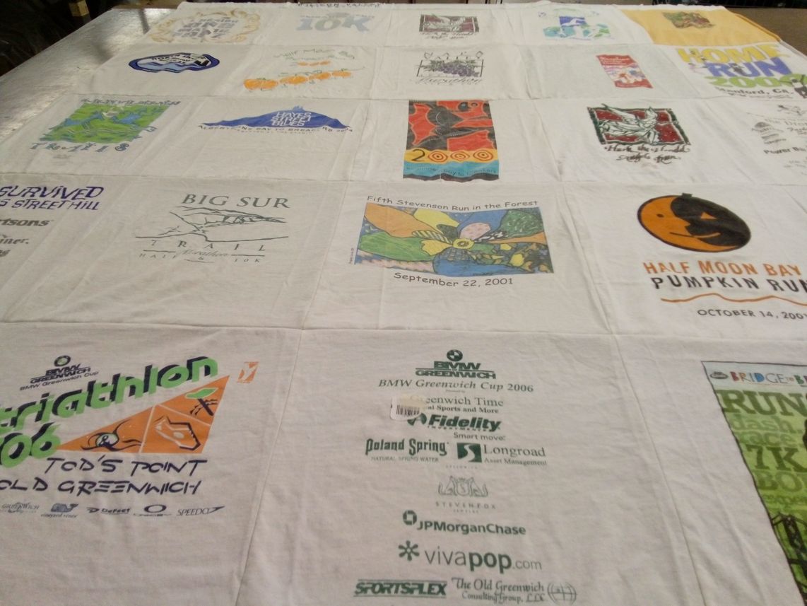 T-shirt quilt with running, triathlons themes by Melissa from IL