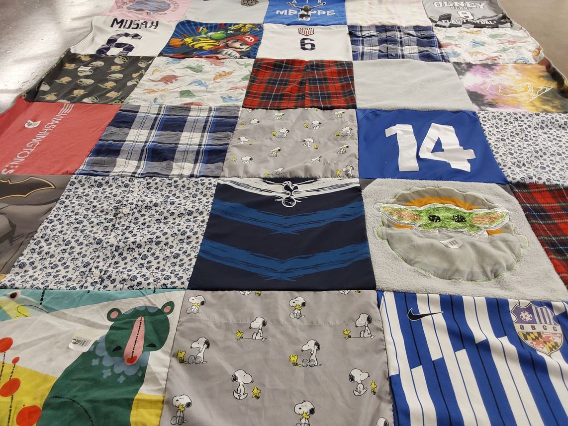 T-shirt quilt with sports, cartoons themes by Jessica from MD