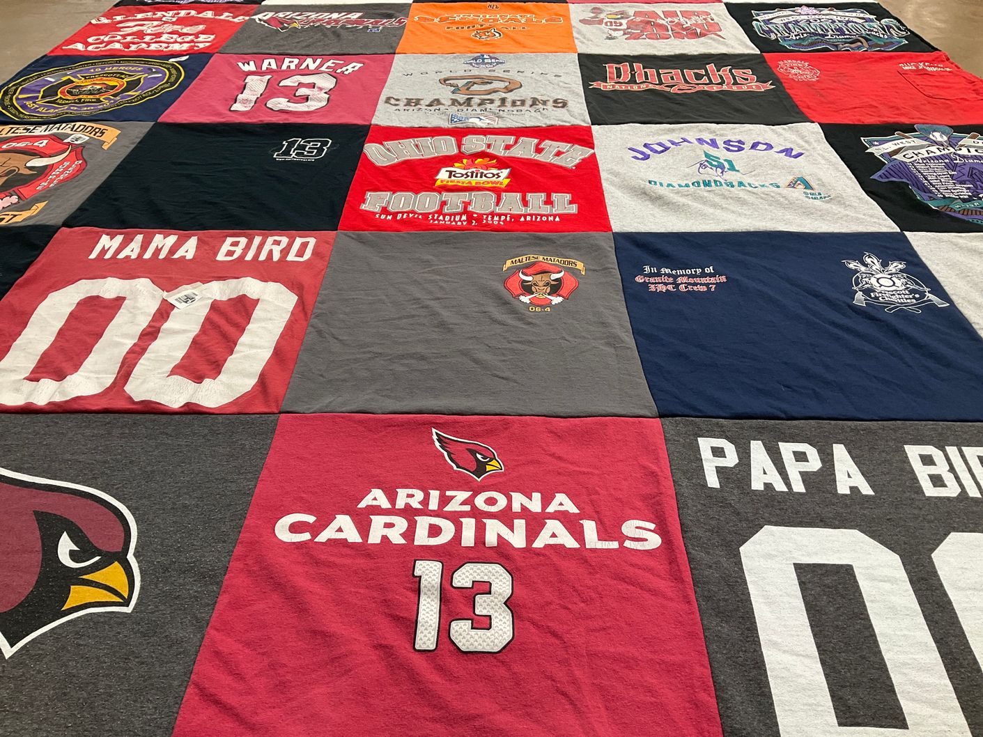 T-shirt quilt featuring arizona cardinals by Jeannie from AZ