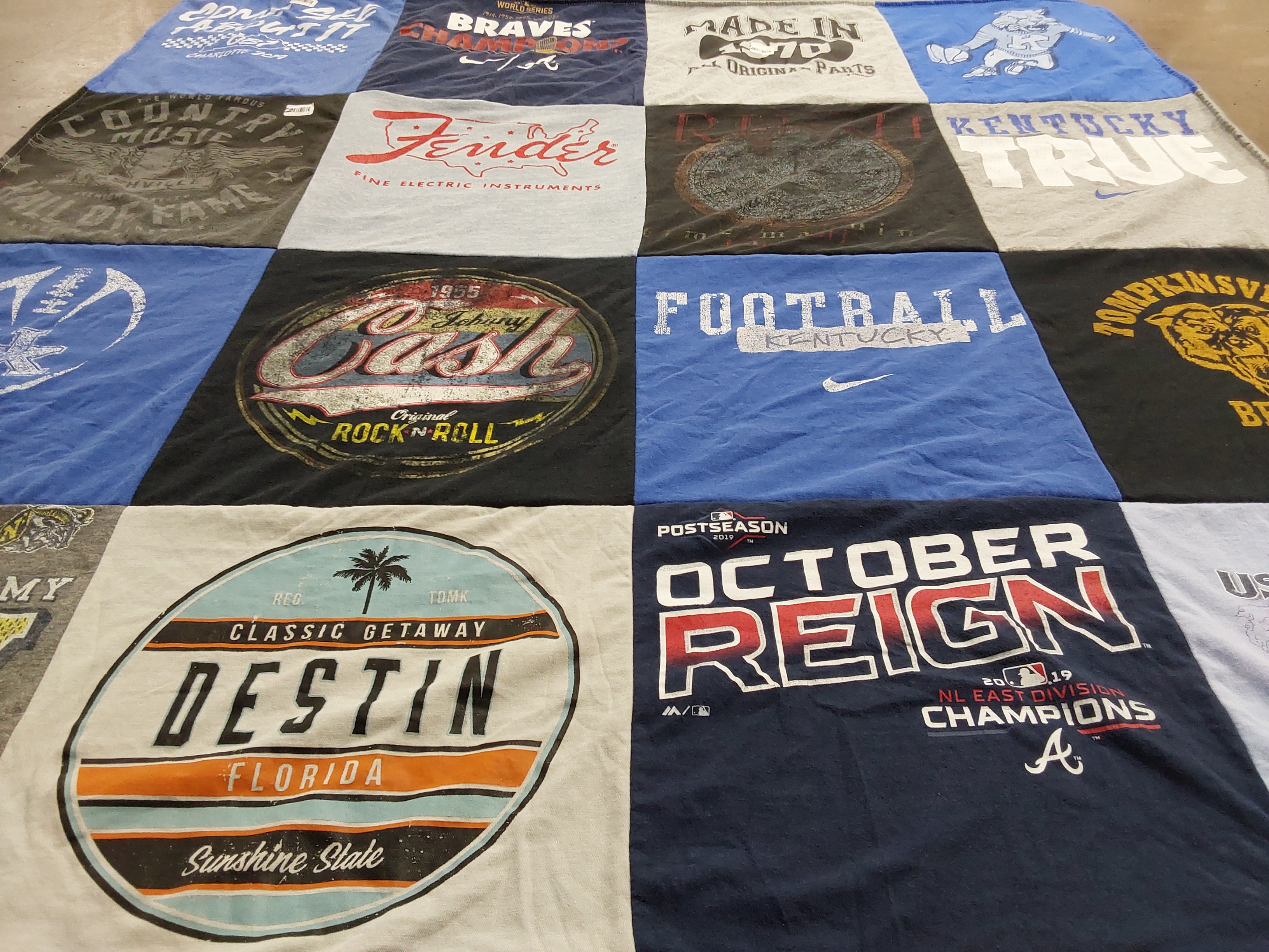 T-shirt quilt featuring atlanta braves, university of kentucky football by Audra from KY