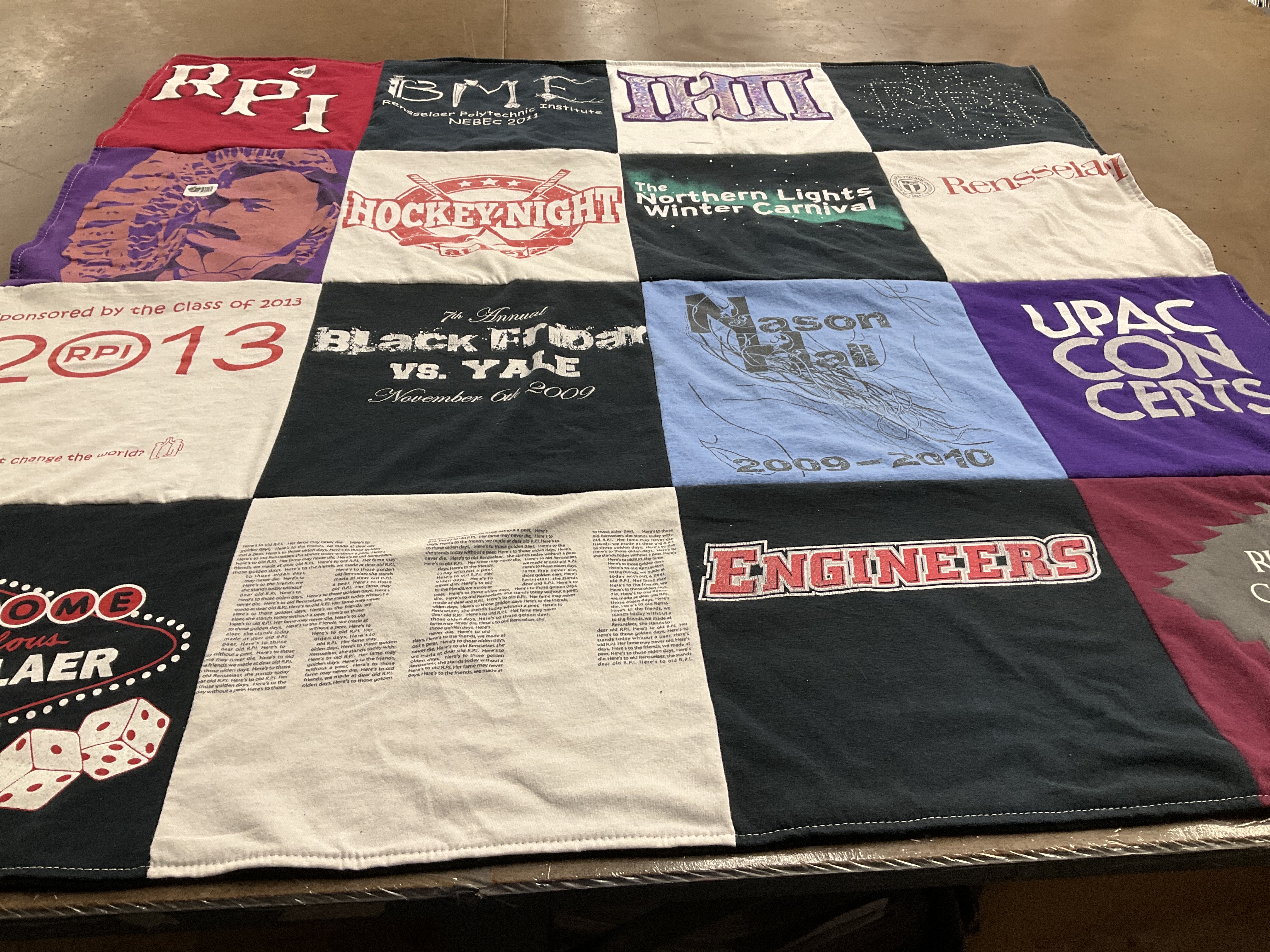 T-shirt quilt from rensselaer polytechnic institute by Eileen from MO