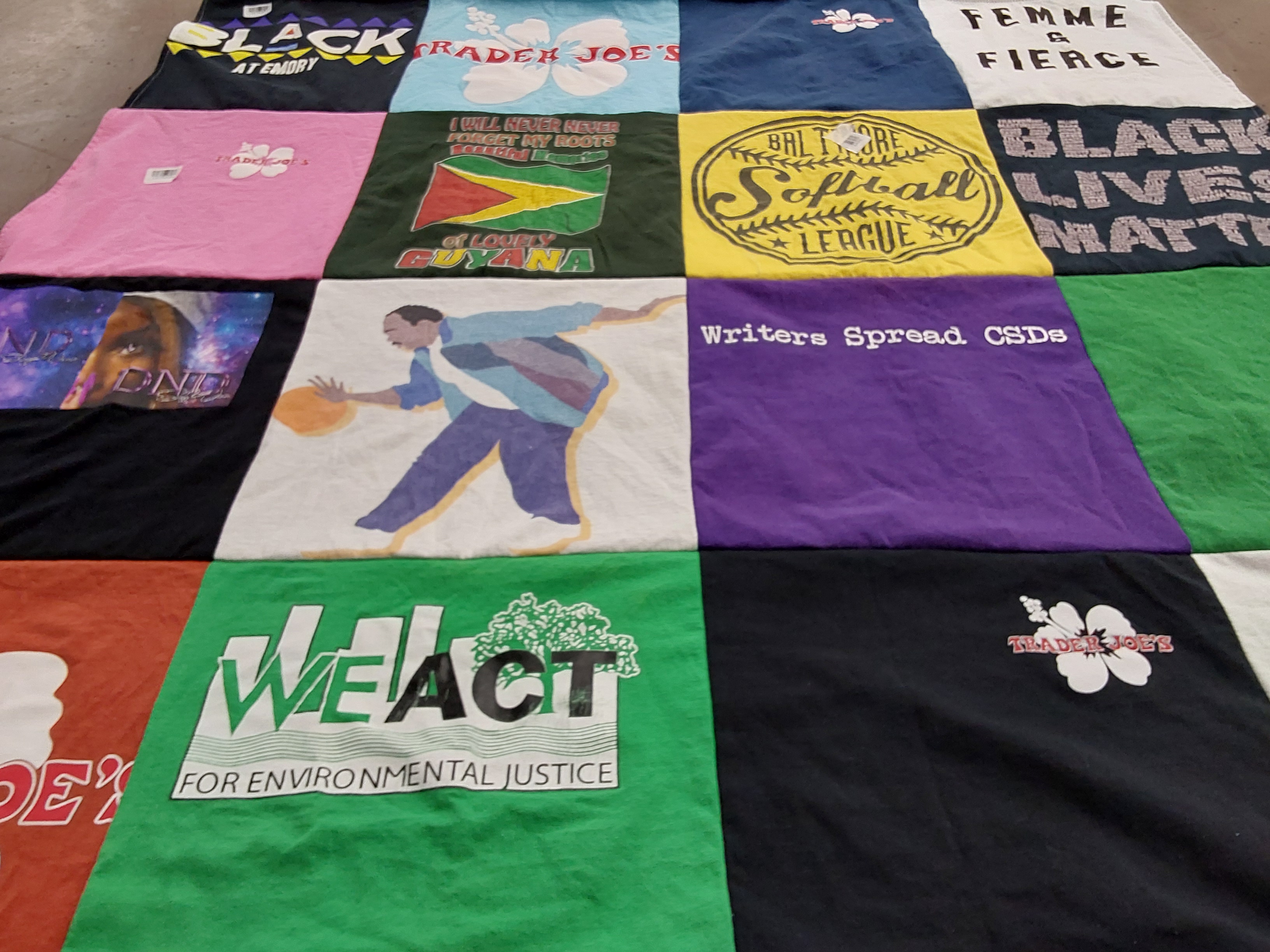 T-shirt quilt featuring baltimore softball league by Cynthia from FL