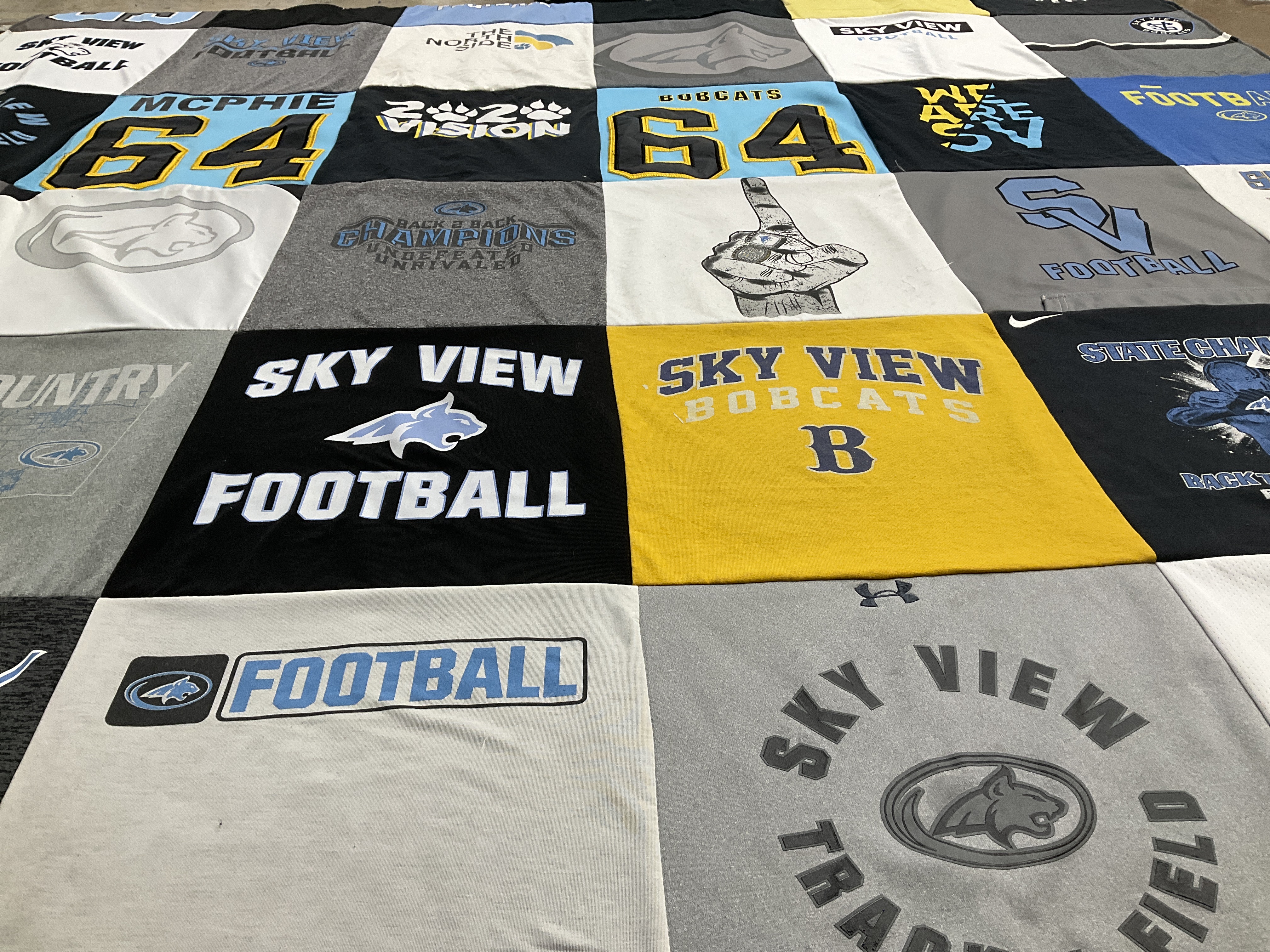 T-shirt quilt featuring sky view football, sky view bobcats by Angie from UT