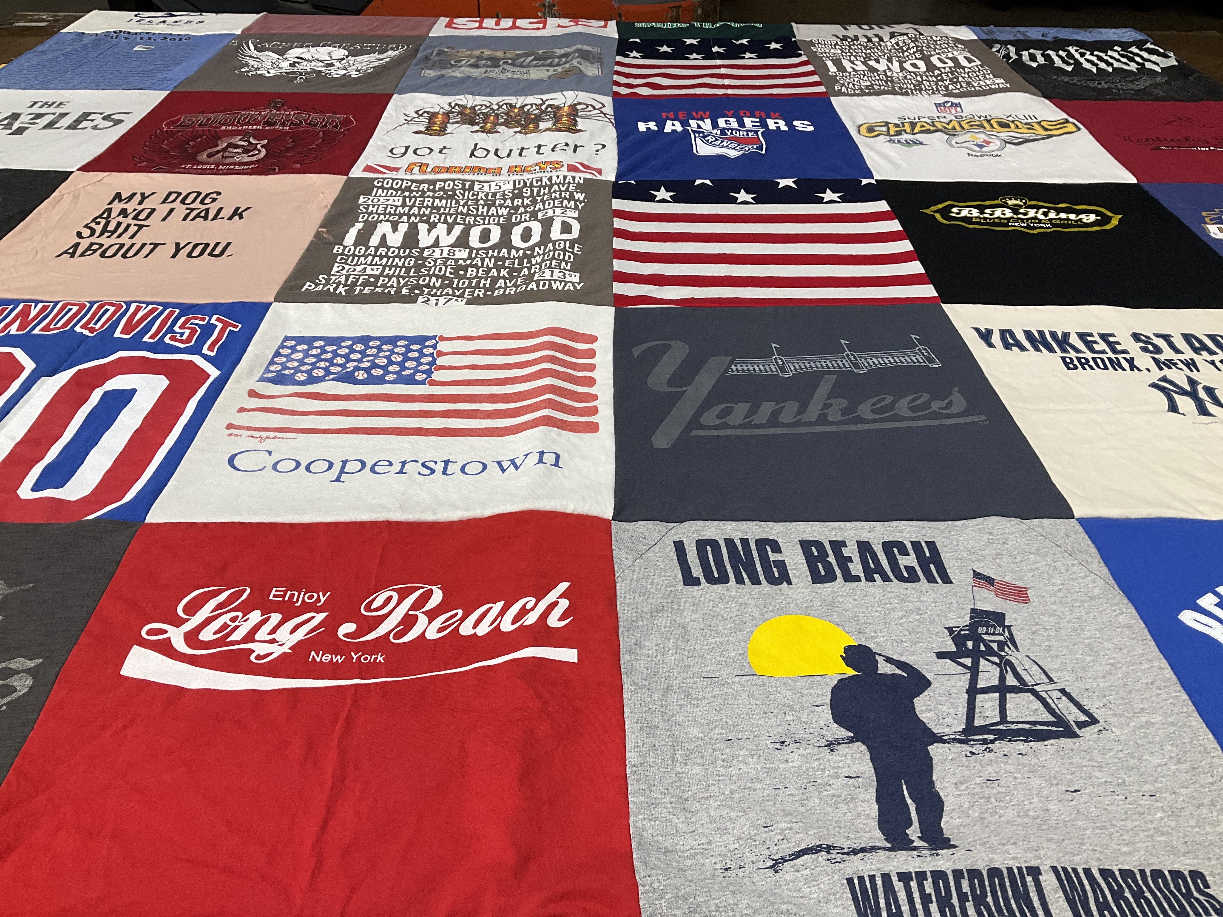 T-shirt quilt featuring new york yankees, new york rangers by Ann from FL