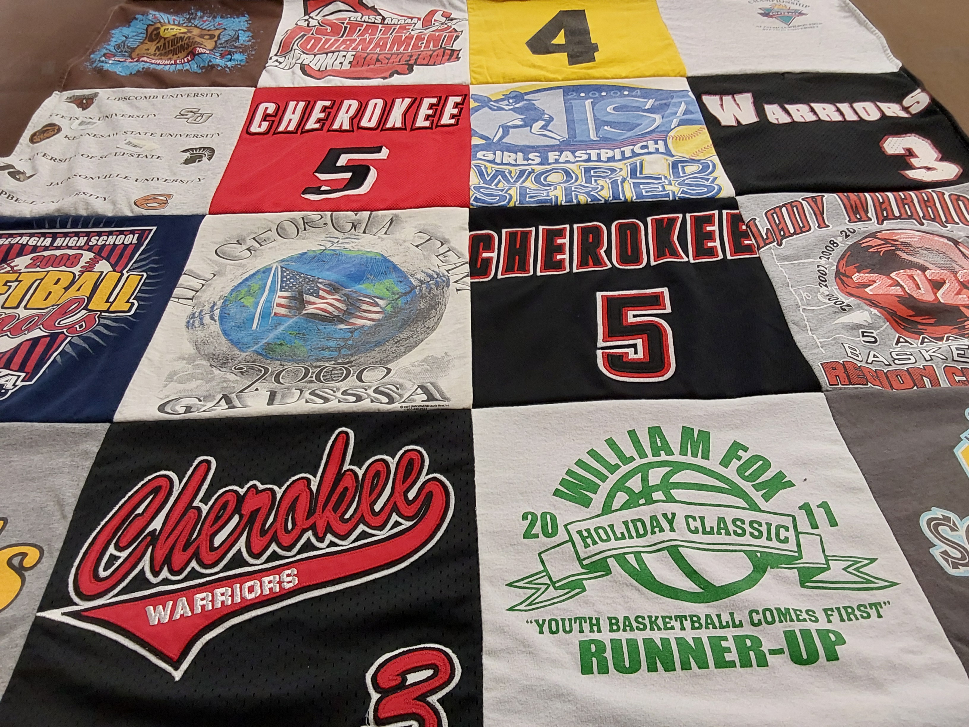 T-shirt quilt featuring cherokee warriors, lady warriors by David from GA