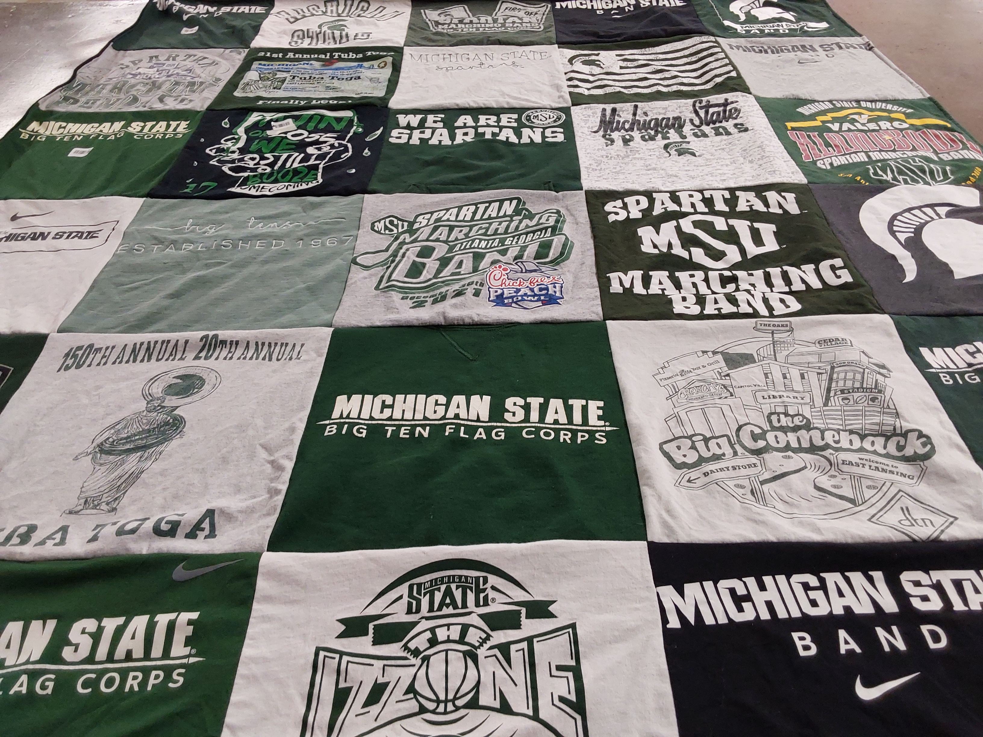 T-shirt quilt featuring michigan state university marching band by Veronica from MI