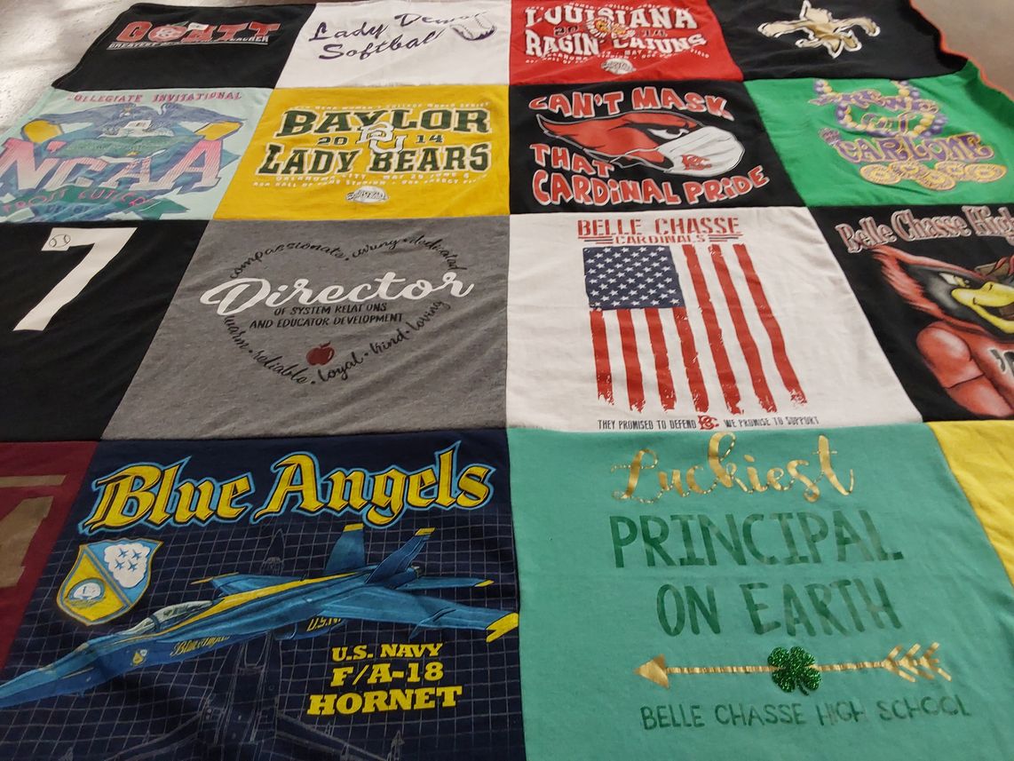 T-shirt quilt featuring baylor lady bears, belchasse cardinals by Nikki from LA