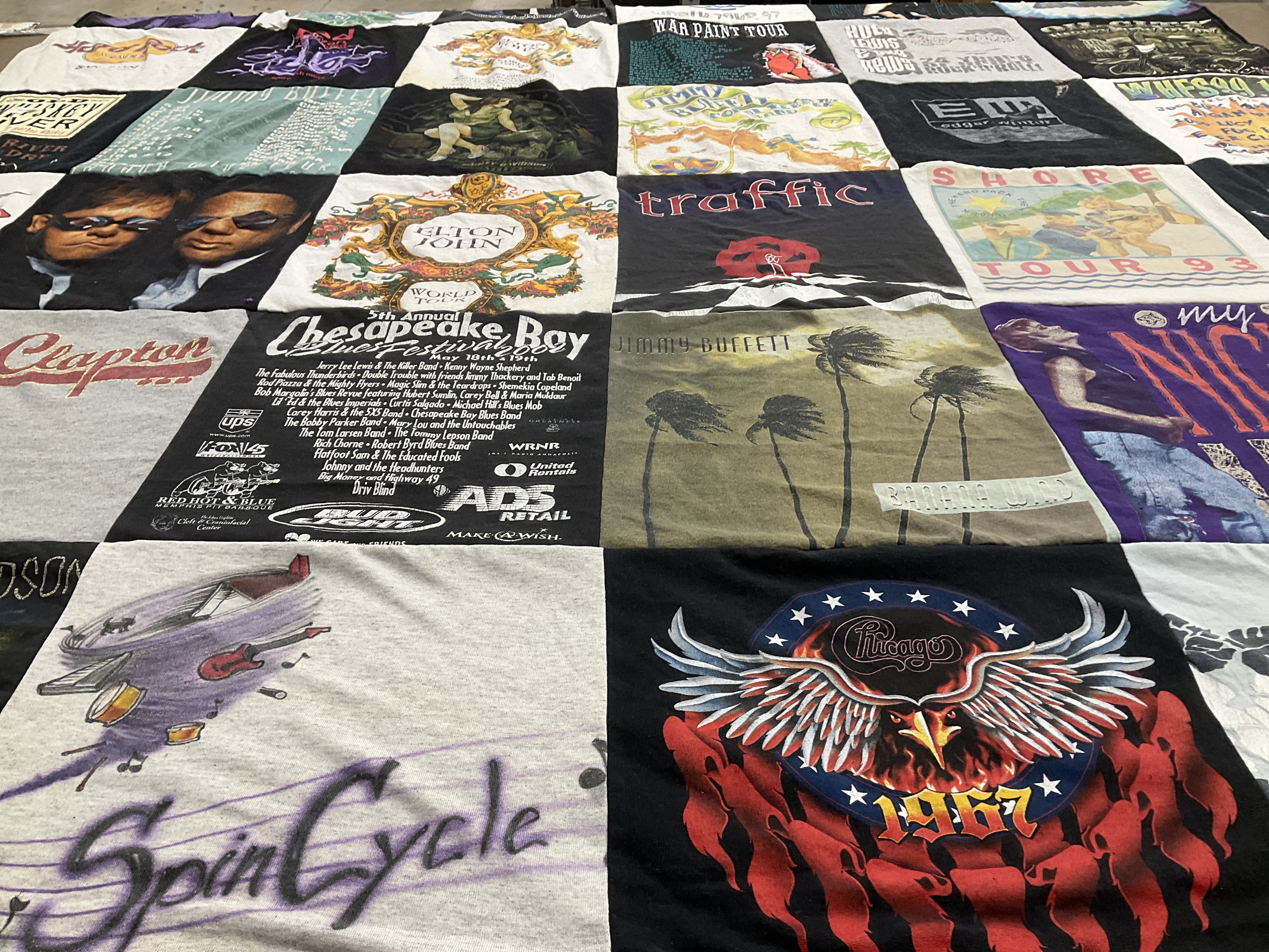 T-shirt quilt with music, concerts themes by Skylar from WV