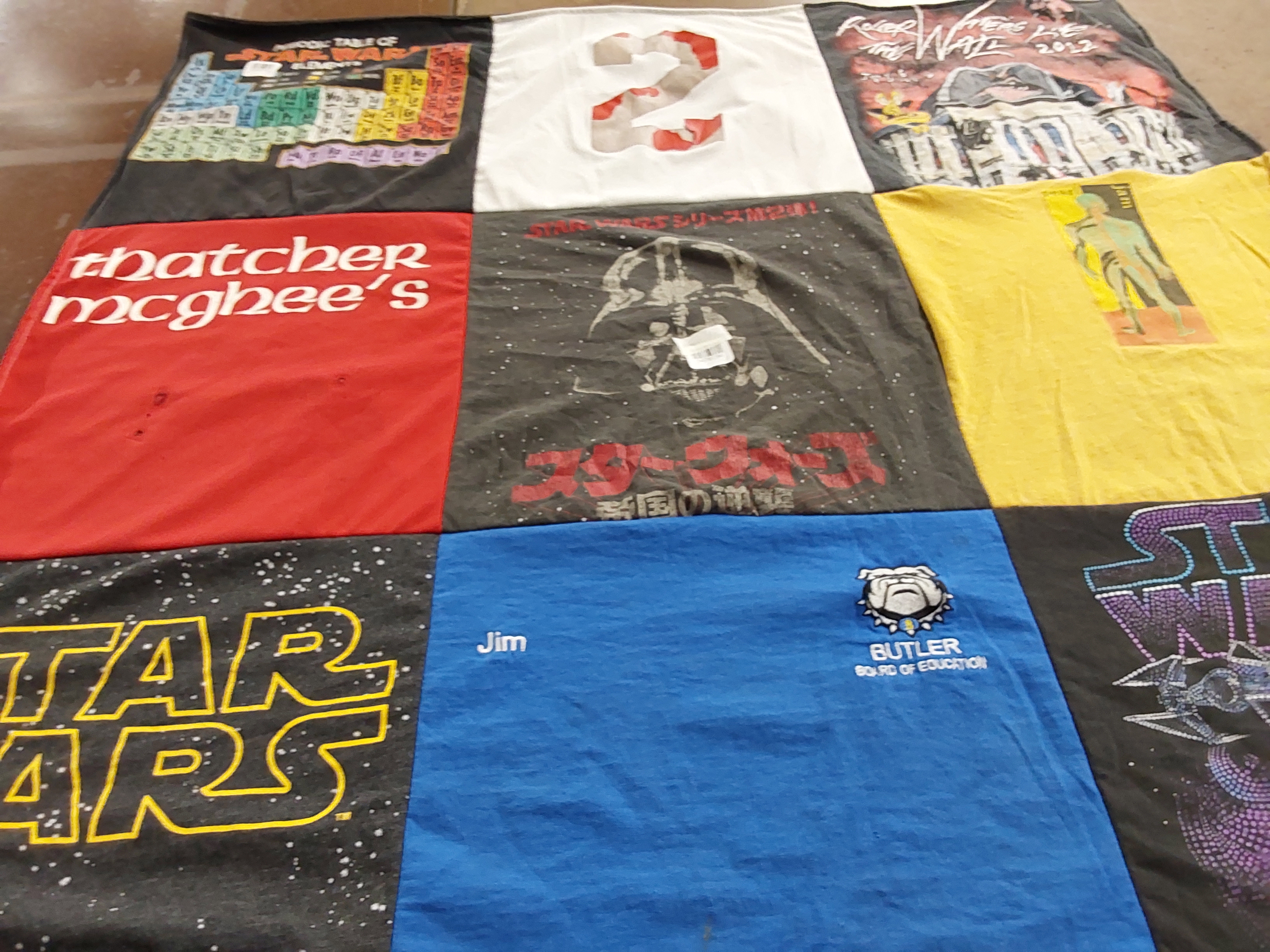 T-shirt quilt with star wars, science fiction themes by Jessica from NJ