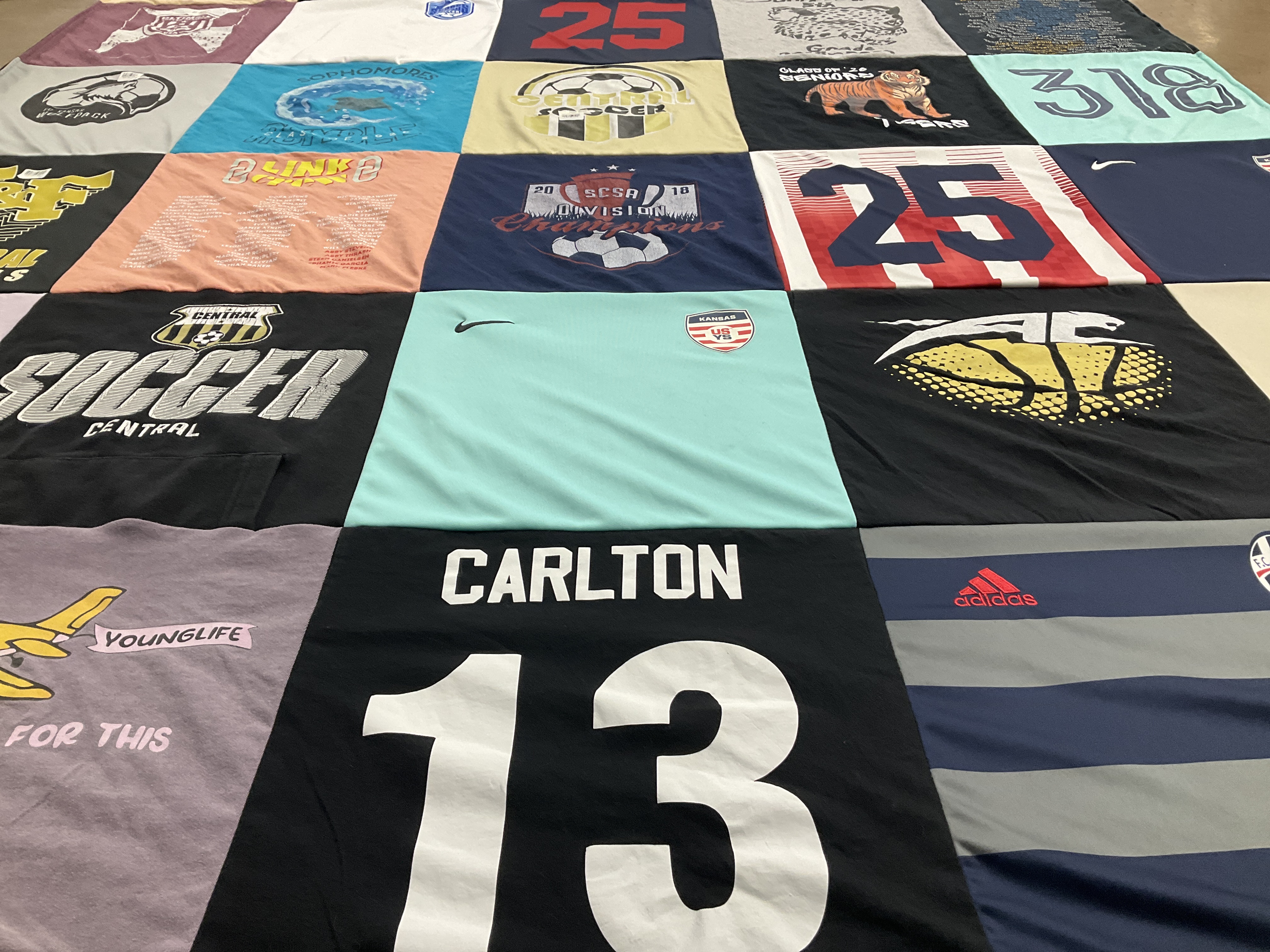 T-shirt quilt from central university by Heather from KS