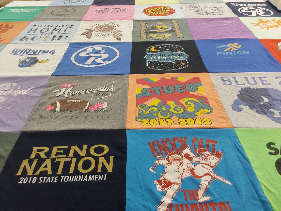 T-shirt quilt from el reno high school by MaryAnne from OK