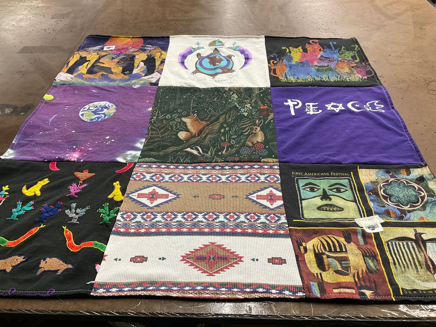 T-shirt quilt with art, nature themes by Christine from PA