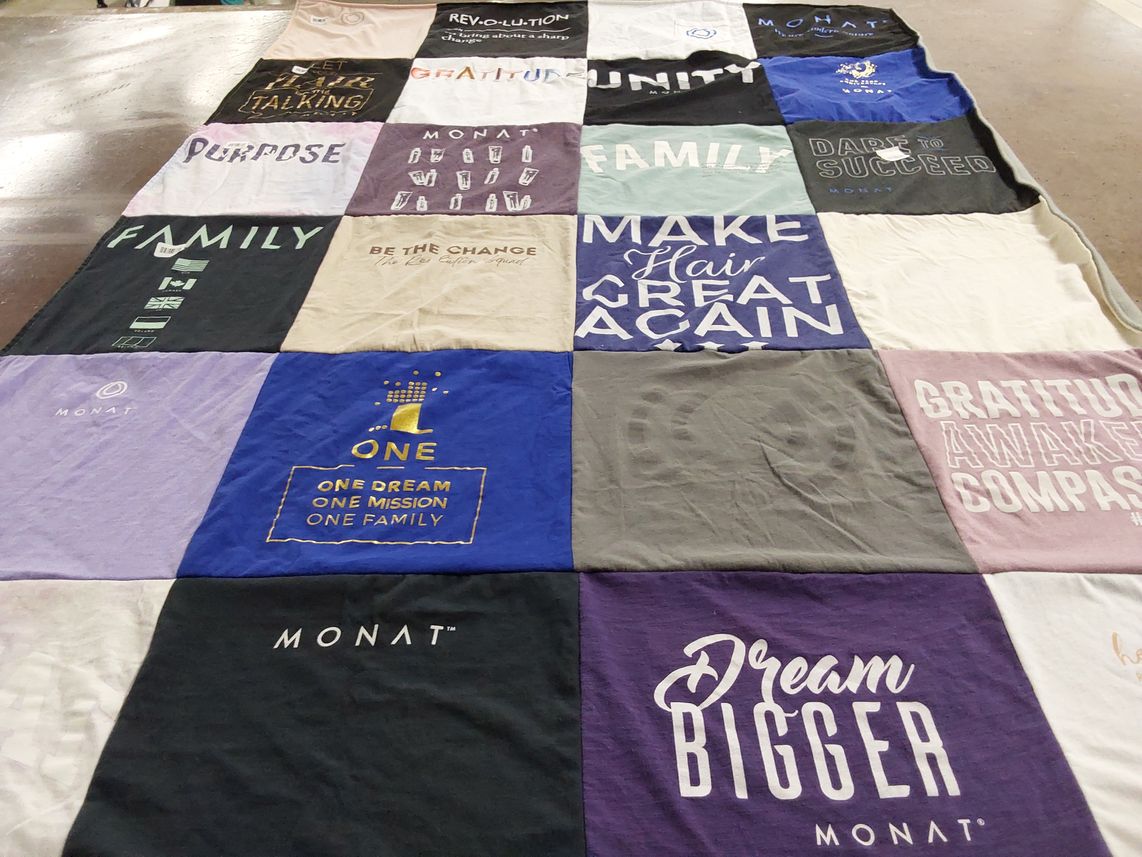 T-shirt quilt with personal development, wellness themes by Crystal from OK