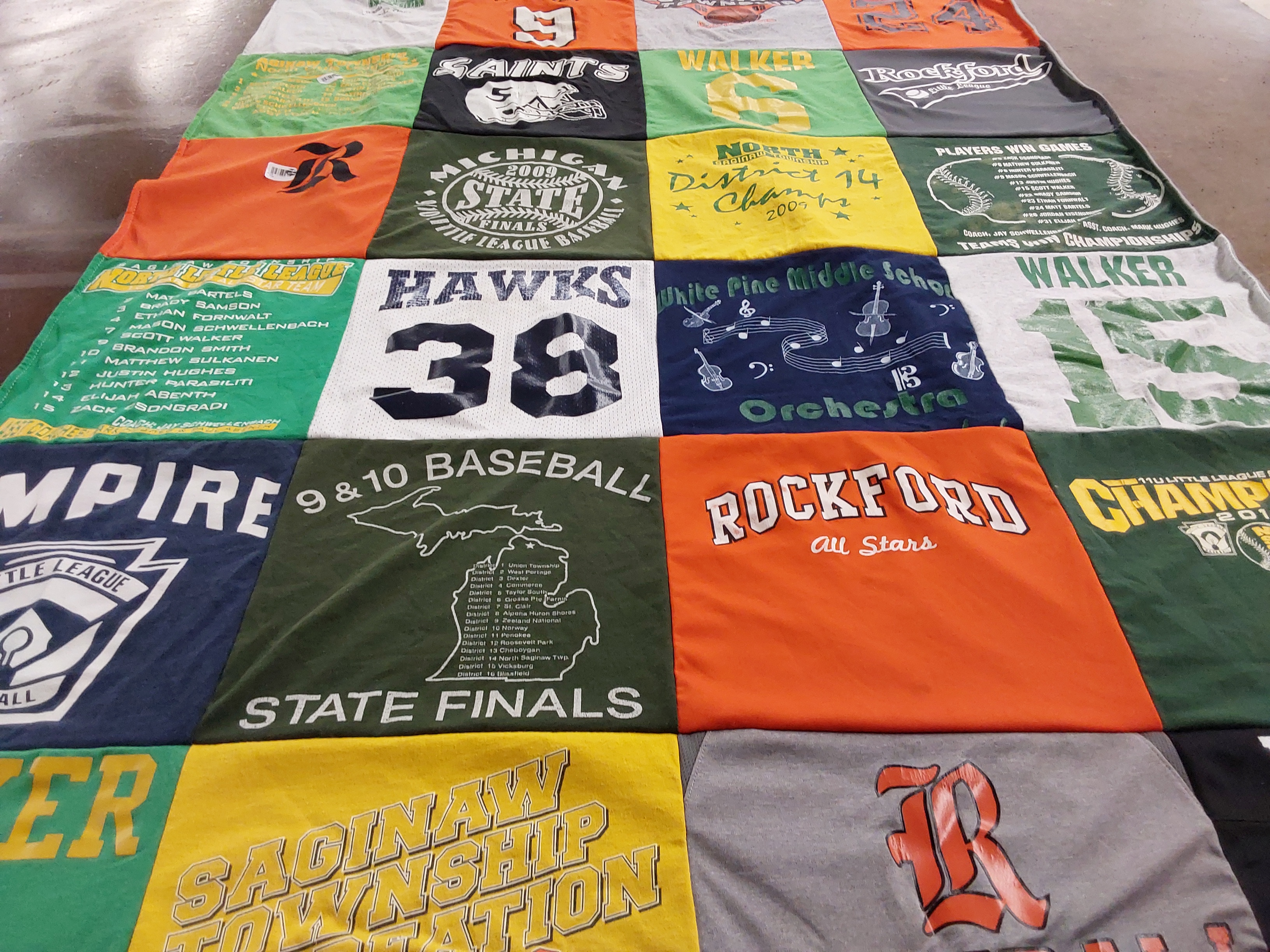 T-shirt quilt featuring rockford all stars by Debbie from MI