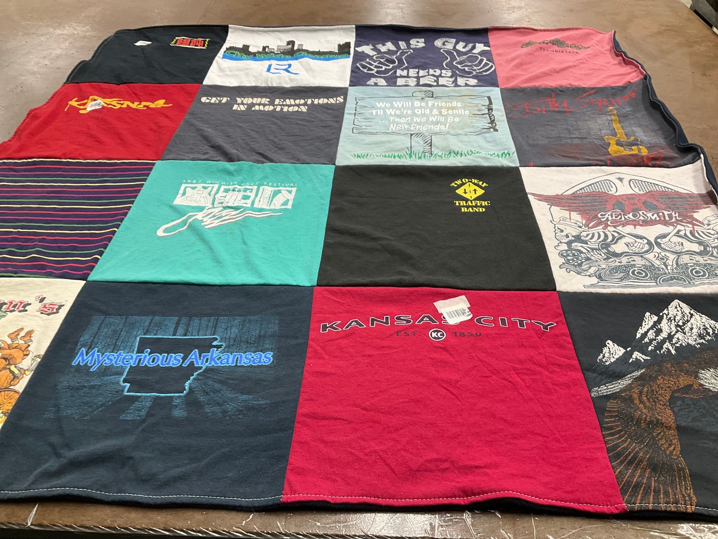 T-shirt quilt with music, festivals themes by Marjorie from AR